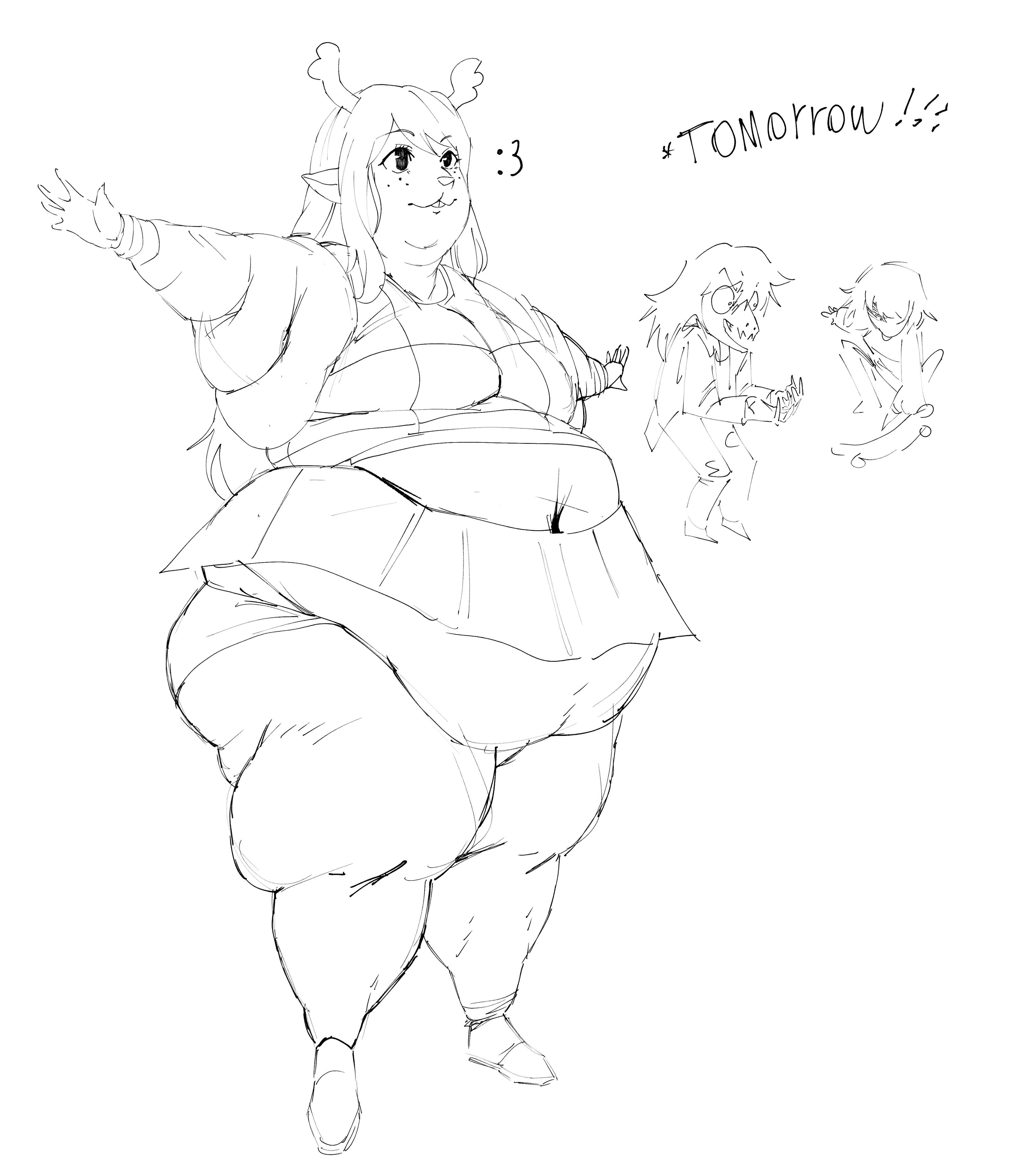 :3, 1other, 2girls, ambiguous gender, antlers, bbw, belly, deer, deer girl, deltarune, deltarune tomorrow, fat, fat female, fat fetish, female, huge belly, kris (deltarune), multiple females, multiple girls, noelle holiday, overweight, overweight female, pivk00, susie (deltarune), undertale (series)