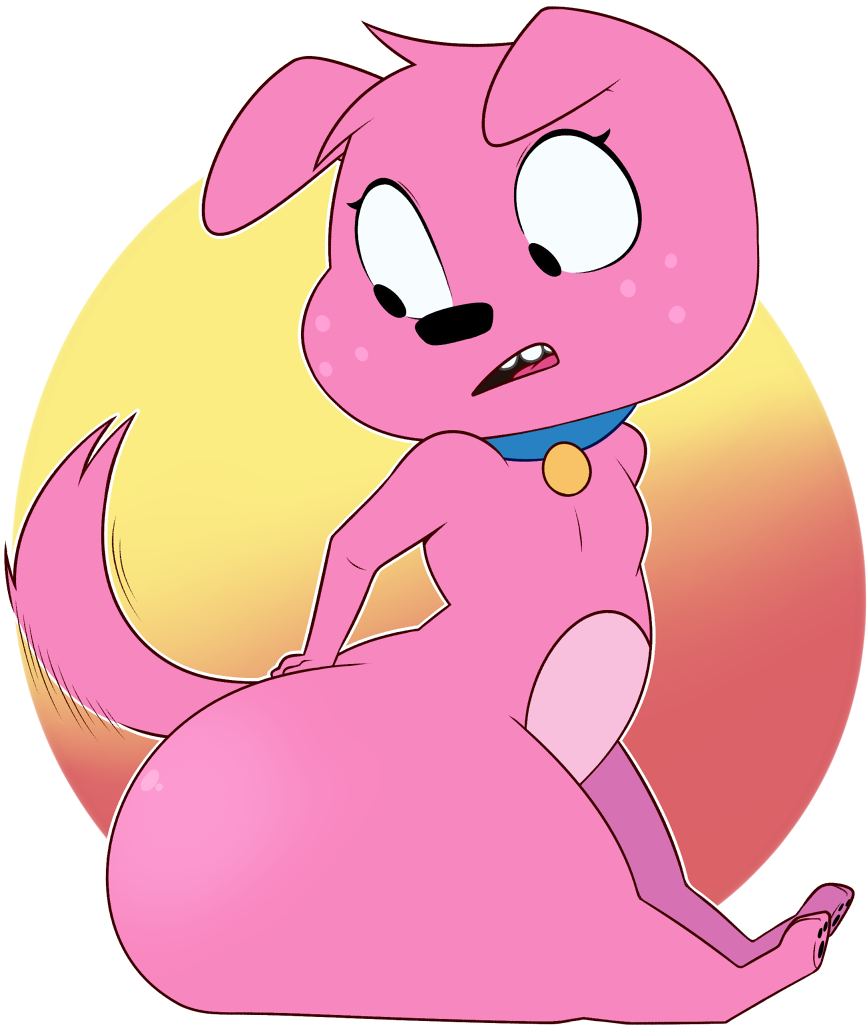 ass big_ass blue_collar canine cartoon_network collar colored hand_on_ass huge_ass looking_back mao_mao:_heroes_of_pure_heart penny_(mao_mao:_heroes_of_pure_heart) pink_fur sbshouseofpancakes sitting tail_wagging