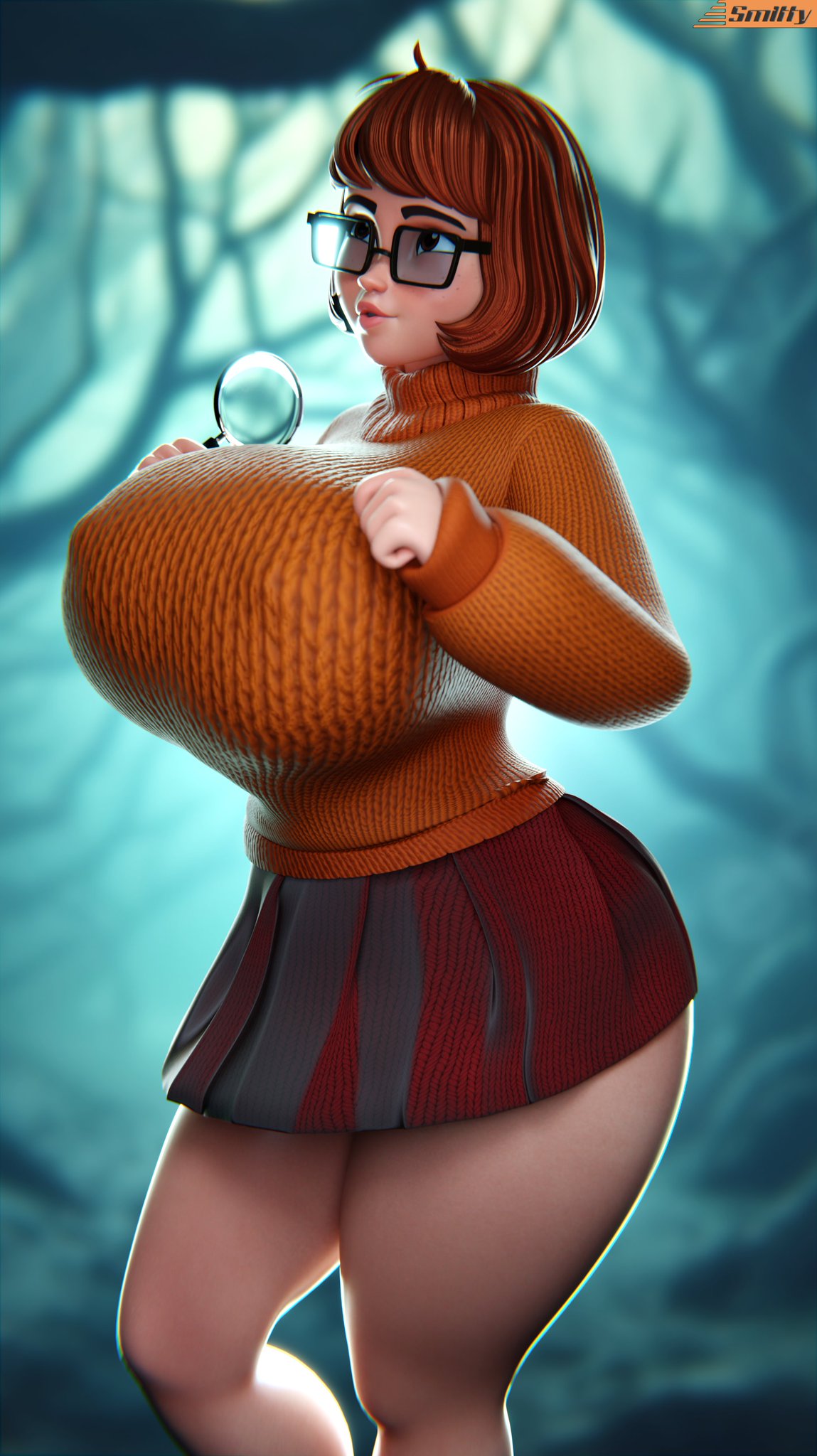 1girls, 3d, big breasts, breasts, breasts bigger than head, brown hair, busty, caucasian, caucasian female, curvaceous, curvy, curvy figure, digital media (artwork), female, female focus, hanna-barbera, hips, hourglass figure, huge breasts, human, legs, light skin, light-skinned female, lips, nerd, nerdy female, orange hair, red hair, scooby-doo, short hair, signature, smitty34, text, thick, thick legs, thick thighs, thighs, top heavy, upper body, velma dinkley, voluptuous, waist, white female, wide hips