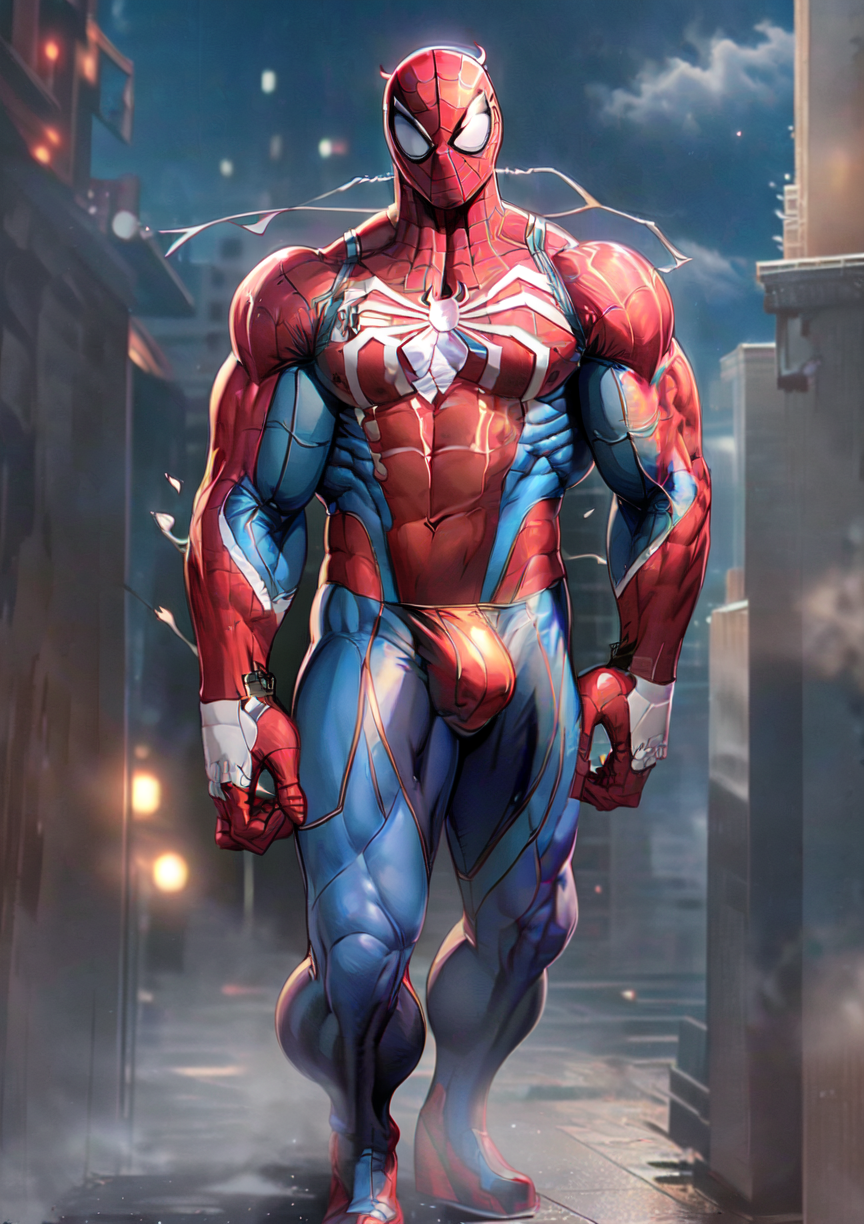 ai_generated bulge cantsleep96 daddy male male_only manly marvel masked masked_male muscular muscular_male penis_bulge spider-man spider-man_(series)