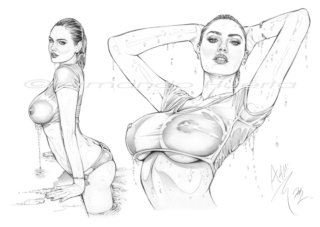 actress armando_huerta celebrity kate_upton model monochrome see-through watermark wet wet_shirt wet_t-shirt