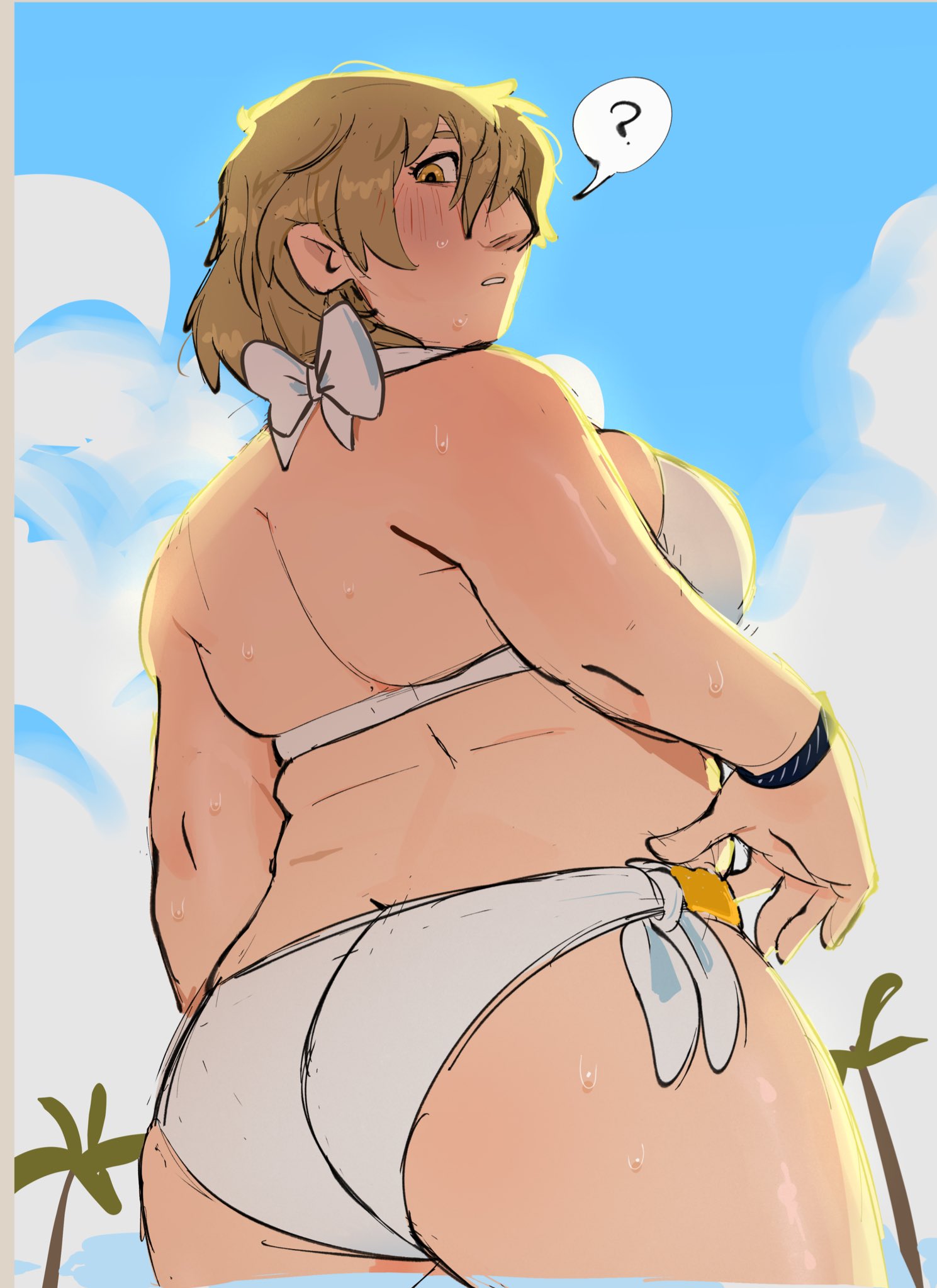 1girls, ass, bikini, breasts, chubby, dungeon meshi, falin touden, fat, fat female, female, obese, solo, solo female, tagme, terraswill