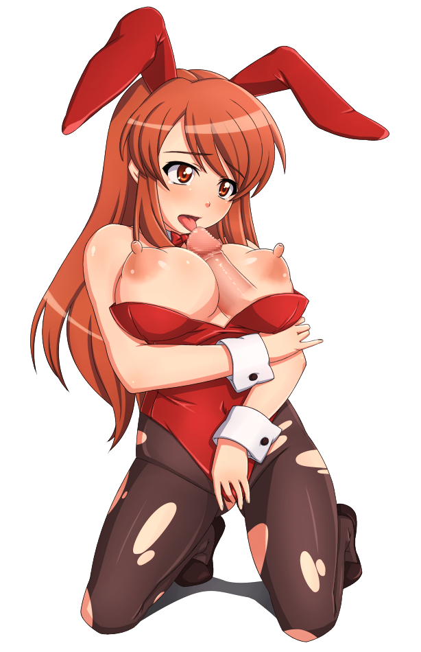 animal_ear asahina_mikuru blush breasts brown_hair bunny_ear bunnysuit censored erect_nipples fellatio female huge_breasts human kneeling licking licking_penis long_hair magic_penis male masturbation nipples oral paizuri pantyhose penis penis_lick pinky_out puffy_nipples straight suzumiya_haruhi_no_yuuutsu torn_clothes torn_pantyhose wrist_cuffs yoohi