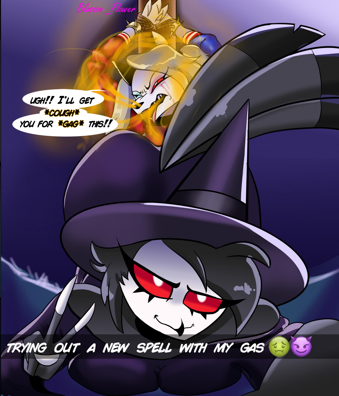 2girls, angry, anthro, blossonflower, cough, coughing, disgusted, facefart, facefarting, fart, fart cloud, fart fetish, fart in face, fart in mouth, fart slave, fart torture, farting, farting in face, farting in mouth, farting on another, farting on face, female, female only, gagging, helluva boss, humiliation, loona (helluva boss), mouth fart, mouthfarting, octavia (helluva boss), selfie, tears, tied up (sexual)