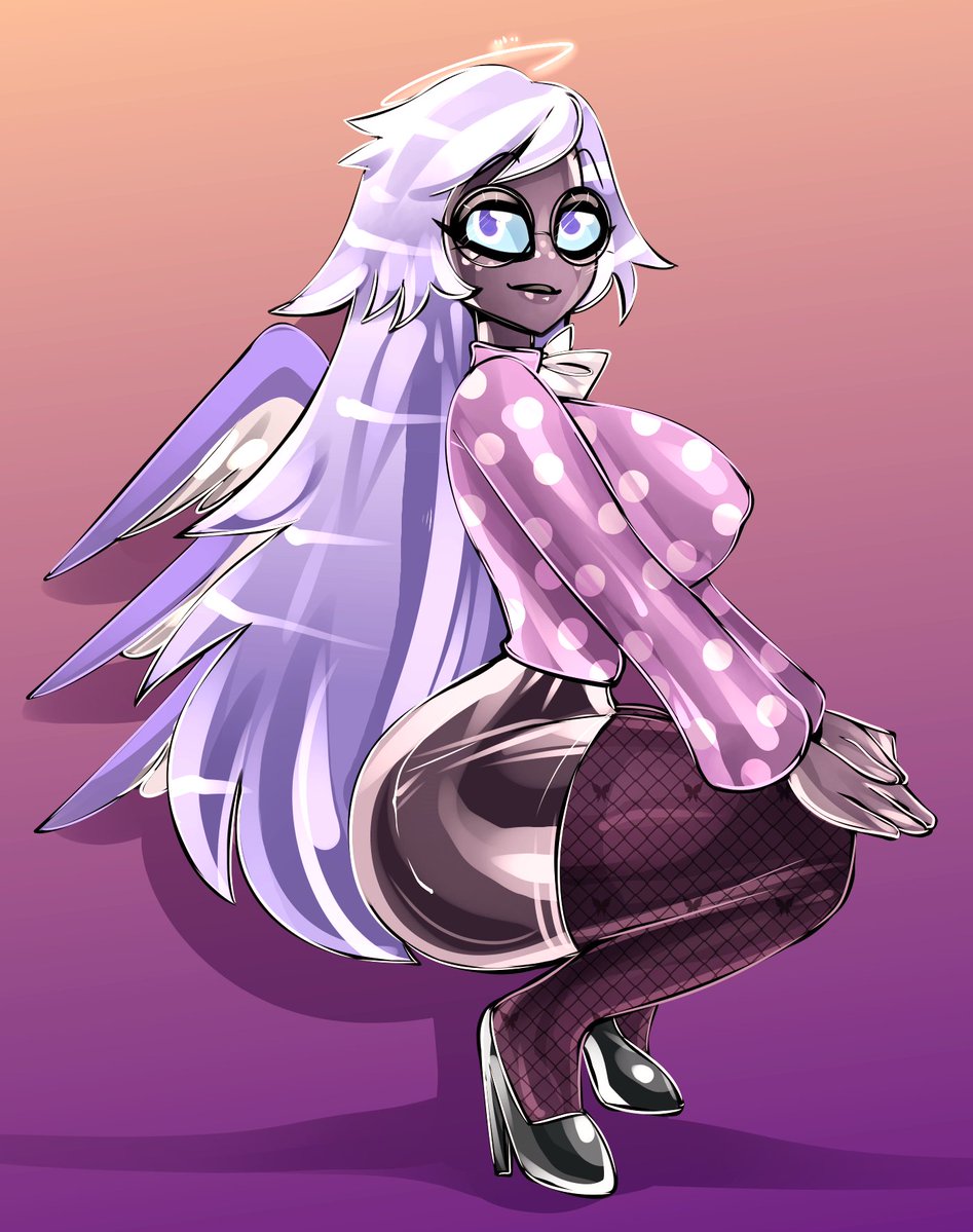angel, angel girl, angel wings, bitterbunz, emily (hazbin hotel), female, hazbin hotel, hellaverse, seraph, tagme