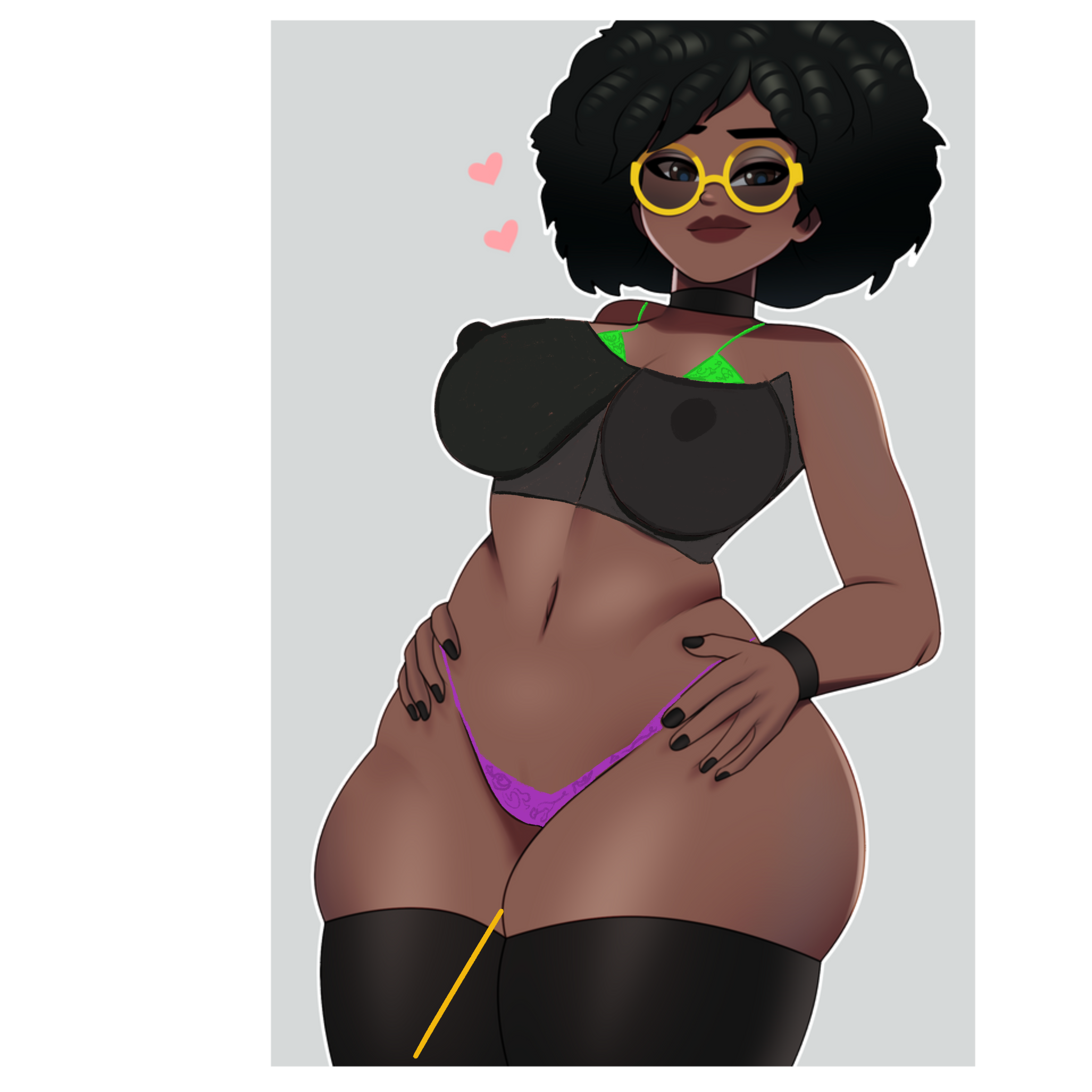 2d, african american, african female, afro, ass, belly, below, below view, big ass, big breasts, black, bra, breasts, choker, dark skin, dark-skinned female, doctor slone, epic games, female, female only, fnwalterwhit, fortnite, fortnite: battle royale, glasses, lingerie, looking at viewer, looking down, milf, mommy, nipples, panties, postblue98, pussy, solo, solo female, stockings, tagme, thick ass, thick thighs, thighhighs, thighs