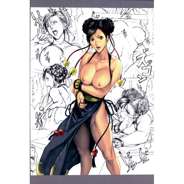 1girls alternate_costume ass ass_grab breasts breasts_out capcom chun-li chun-li_(battle_ouffit_sfiv) double_bun earrings female homare_(fool's_art) human jewelry large_breasts lipstick makeup nipples open_mouth panties sex straight_hair street_fighter street_fighter_iv topless underwear