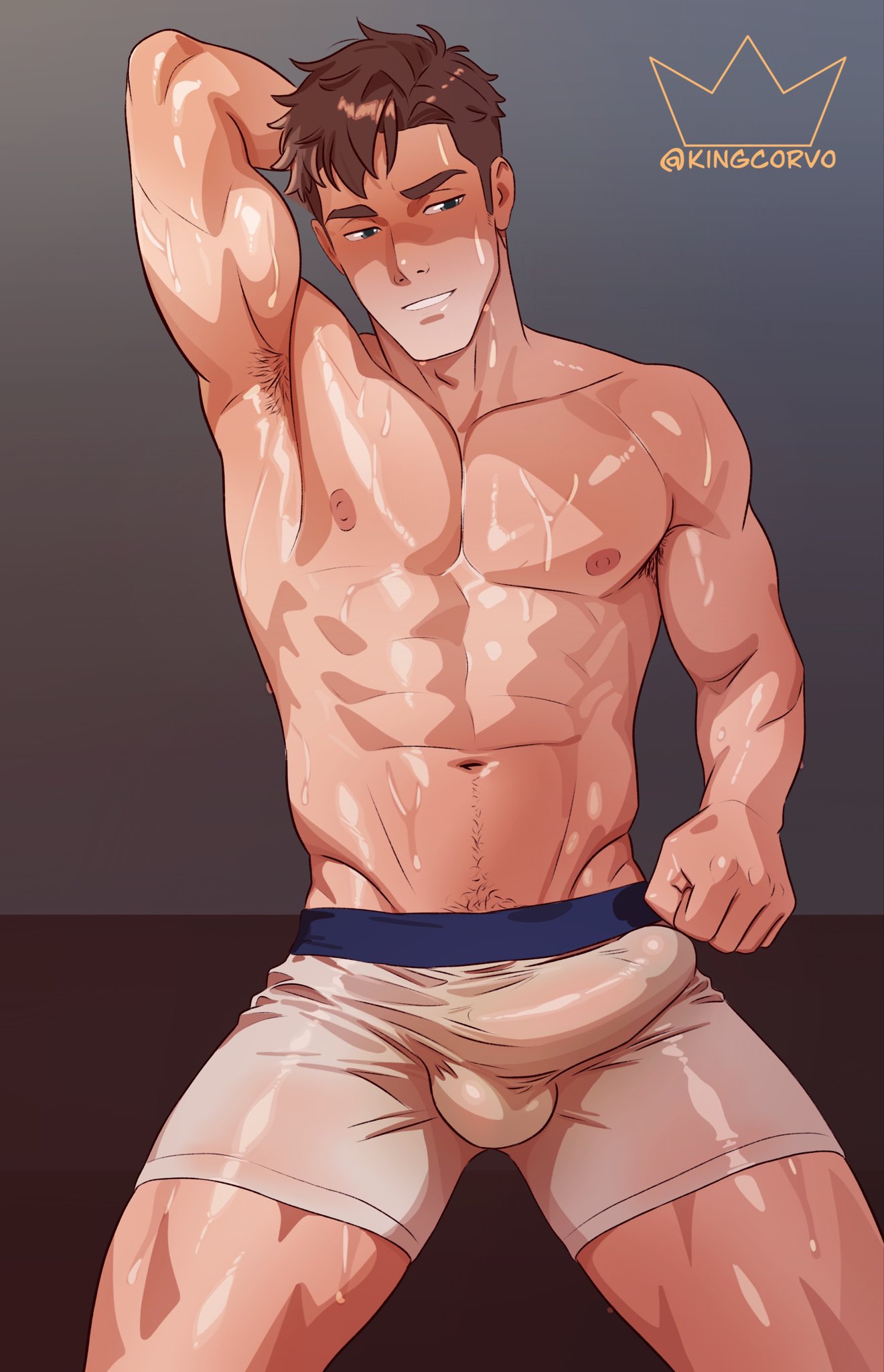 bara, color, colored, gay, gay male, kingcorvo, male, male focus, male only, muscular, muscular male, original, original character, yaoi