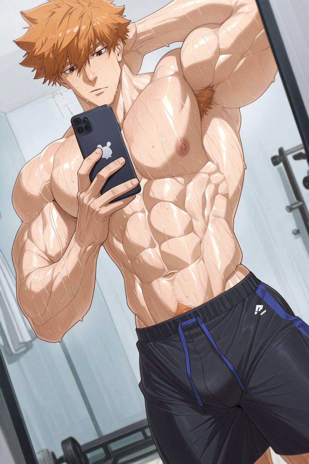 afhoir , ai generated, bara, blue lock, gay, kunigami rensuke, male, male focus, male only, muscular, muscular male, yaoi