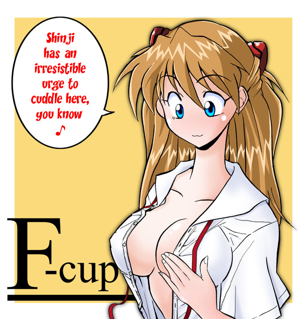 1girls :3 asuka_langley_sohryu blue_eyes blush breasts clothes clothing female female_only hair hetano_yokoduki large_breasts long_hair neon_genesis_evangelion open_clothes open_shirt solo translated