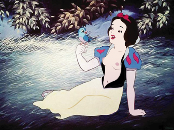 adamantp bird breasts clothes disney disney_princess edit female feral human nipples outdoors screenshot_edit sitting size_difference snow_white_(disney) snow_white_and_the_seven_dwarfs tagme teenager