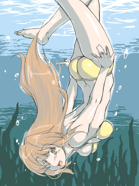 barefoot bikini feet female freediving jon_shicchiou jyon_shicchiou my_bride_is_a_mermaid san_seto seto_no_hanayome seto_sun solo swimsuit underwater