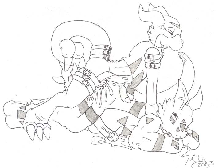 anthro digimon flamedramon furry guilmon male_only sky_the_crocodile skycroc