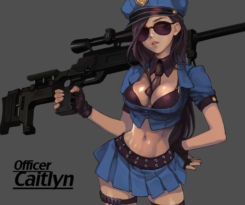 artist request, aviator sunglasses, caitlyn kiramman, female, league of legends, lowres, officer caitlyn, sunglasses, tinted eyewear