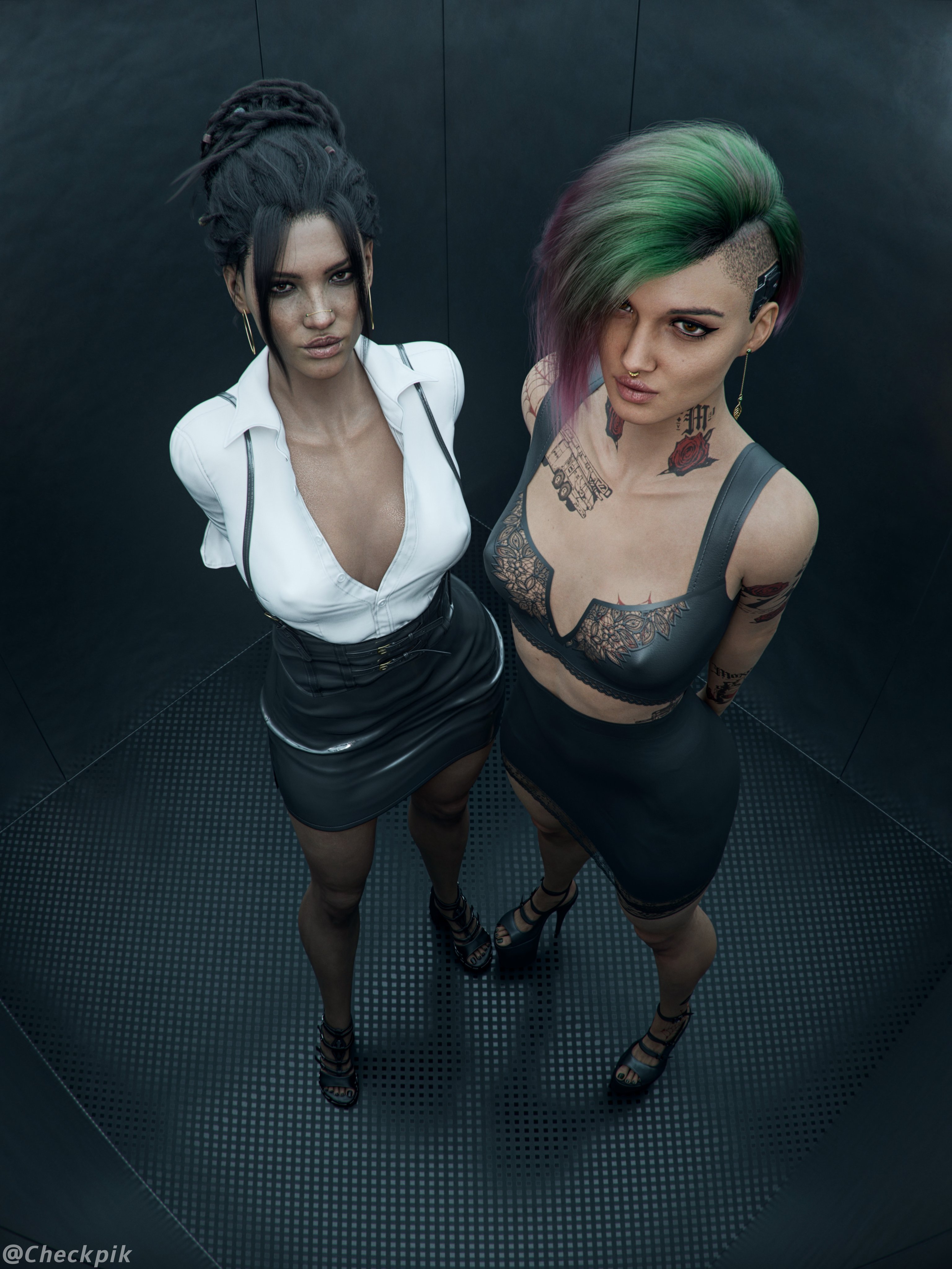 3d, checkpik, cyberpunk (series), cyberpunk 2077, judy alvarez, panam palmer, tagme, yuri