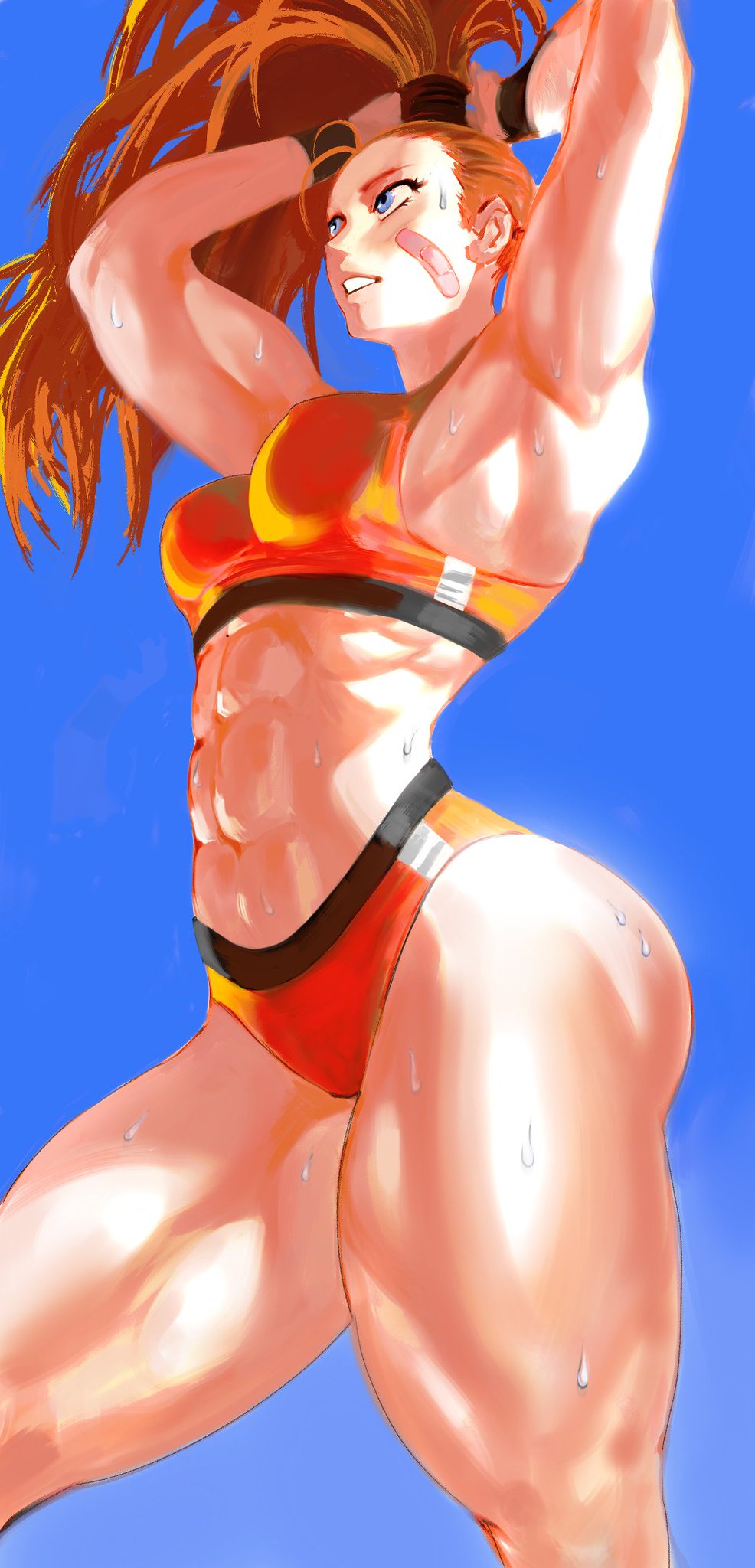 1girls, abs, armpits, bare arms, bare legs, bare shoulders, bare thighs, big breasts, captain mizuki, clothed, clothing, color, female, female focus, female only, fit female, hi res, large breasts, light skin, light-skinned female, long hair, mashingvaquita, muscles, muscular, muscular arms, muscular female, muscular legs, muscular thighs, one-punch man, ponytail, solo, solo female, tagme, thick thighs