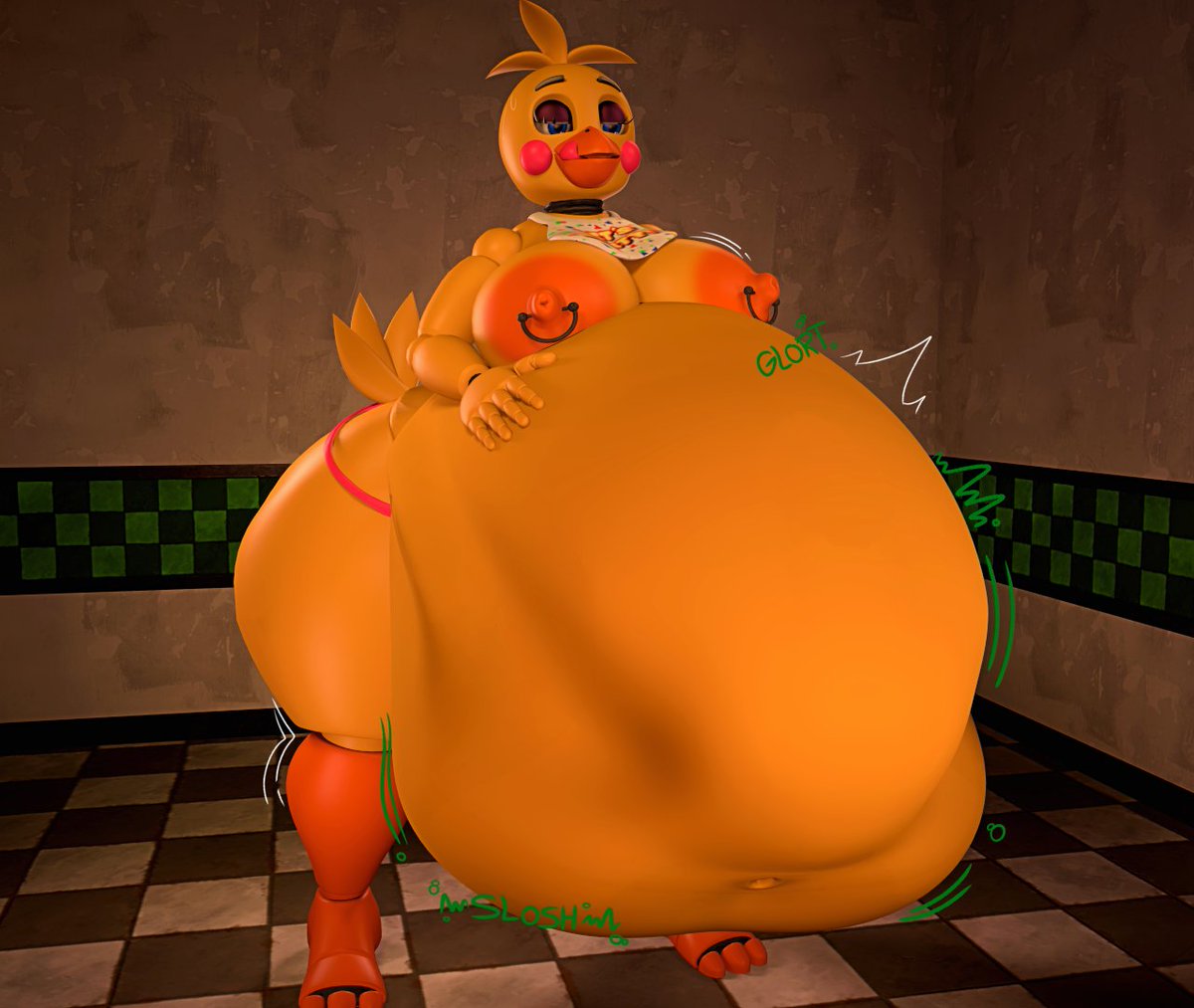 1girls, animatronic, animatronic female, belly, belly bulge, big belly, big belly bulge, big breasts, bigger female, breasts, female, female focus, five nights at freddy's, five nights at freddy's 2, furry, furry female, furry pred, human prey, hyper, hyper belly, hyper breasts, hyper thighs, large boobs, large breasts, larger female, oral vore, soft vore, toy chica (fnaf), vore, vore belly, vorthomas82