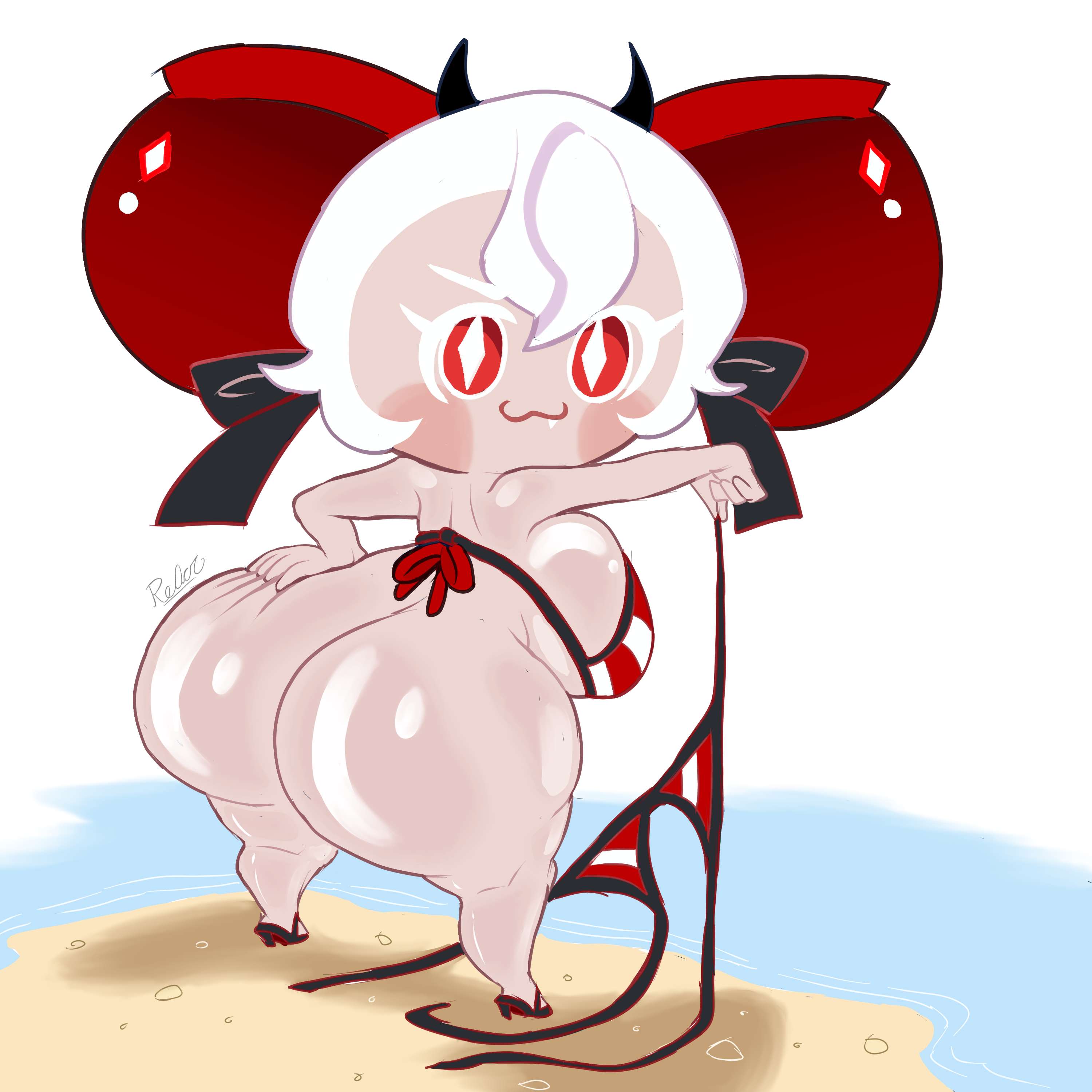 ass focus, bikini, bottomless, candy apple cookie, cookie run, cookie run kingdom, cookie run witch's castle, fat ass, rexoacrylla