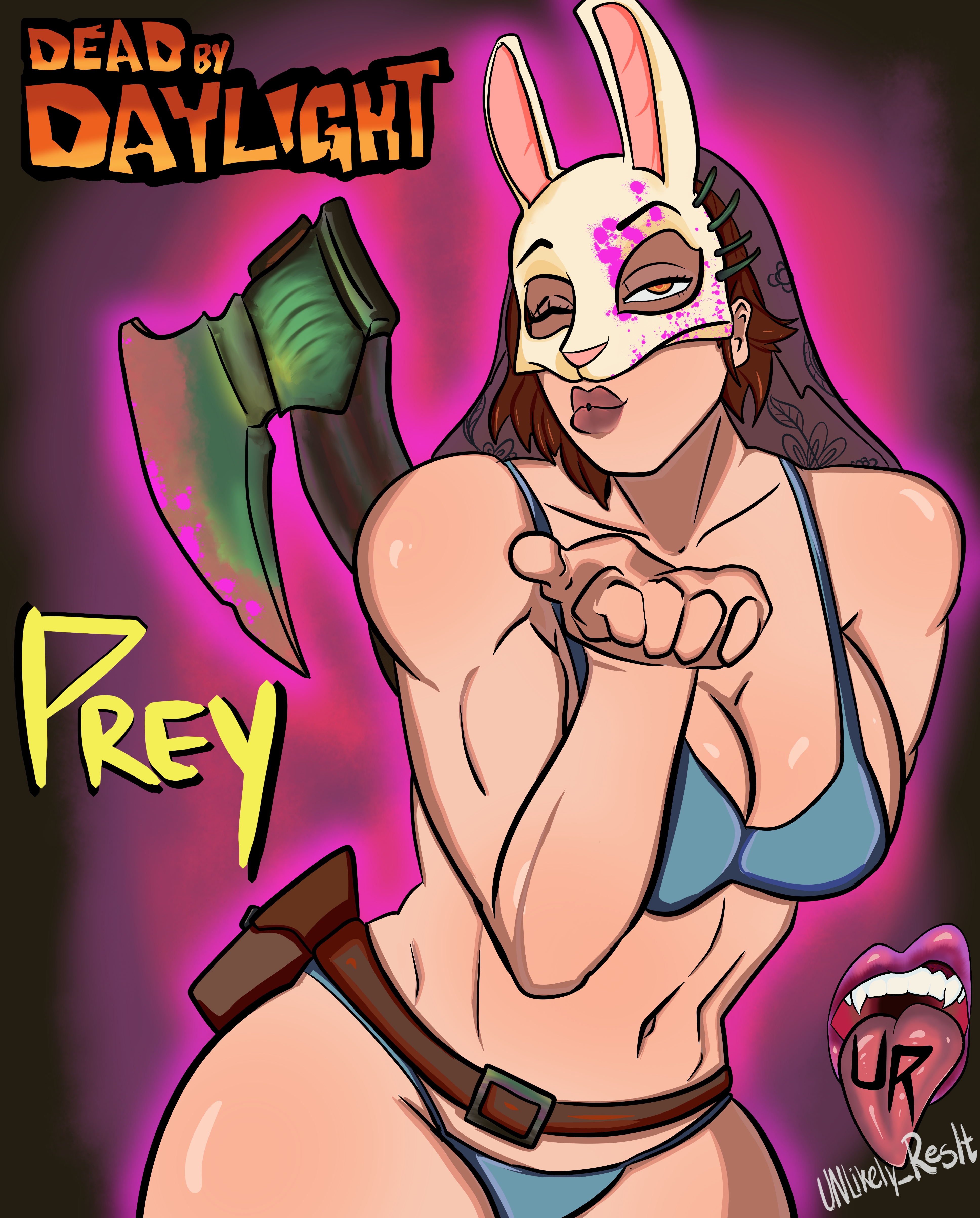 bikini, comic, dead by daylight, huntress (dead by daylight), muscle mommy, muscle tone, tall female, the huntress (dead by daylight), unlikely reslt