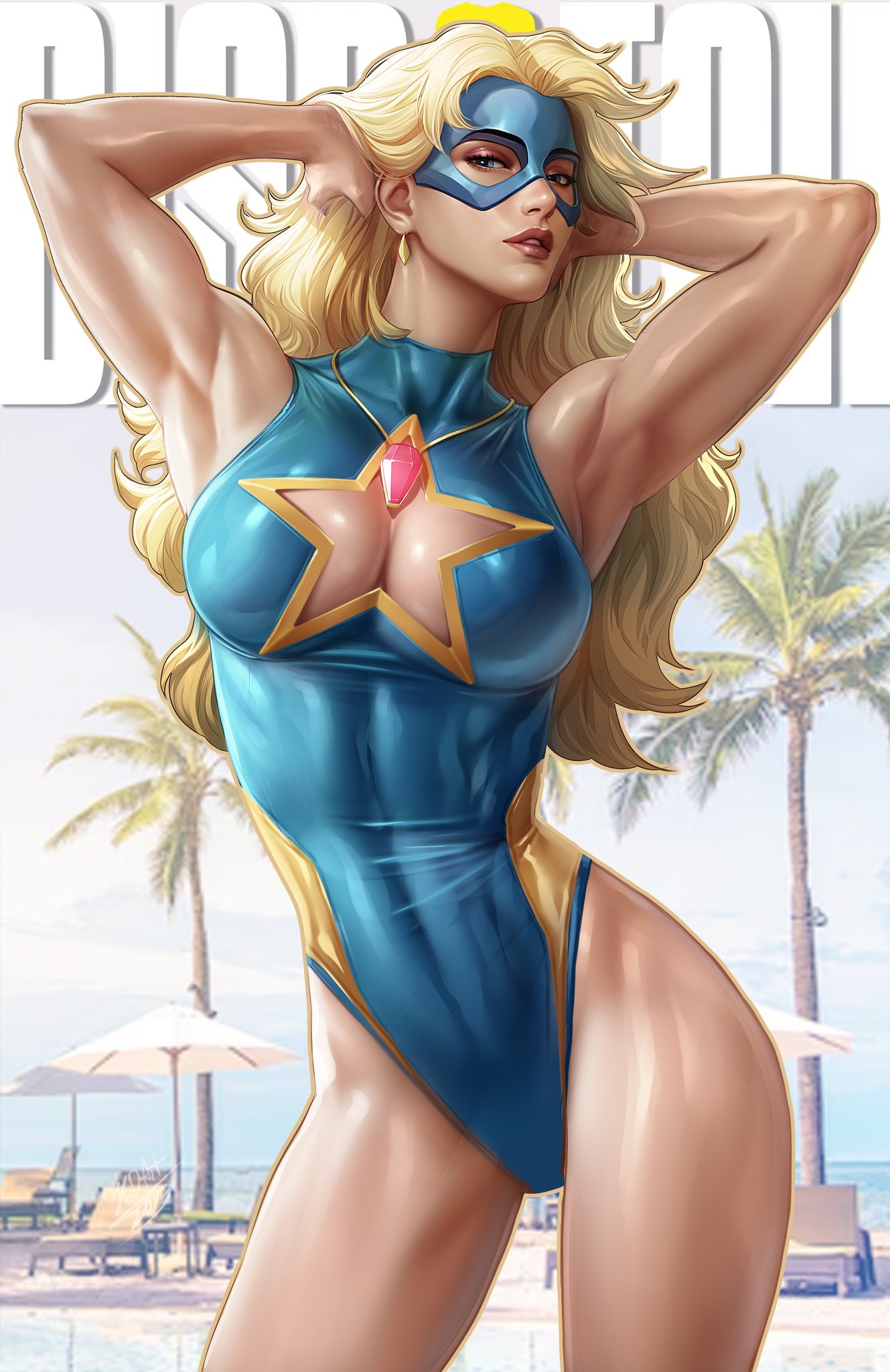 1girls, beach blazer, big ass, big breasts, big thighs, blonde blazer, breasts, curvaceous, curvy, curvy figure, digital media (artwork), dispatch (game), female, hips, huge ass, huge breasts, huge thighs, kodiart96, large ass, large breasts, large thighs, legs, leotard, light skin, light-skinned female, mandy (dispatch), mature, mature female, slim waist, thick, thick hips, thick legs, thick thighs, thighs, voluptuous, waist, wide hips, wide thighs