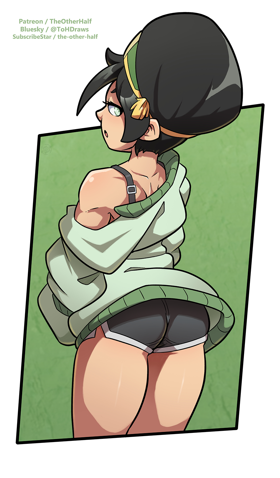 1girls, ass, ass focus, avatar legends, avatar the last airbender, black hair, black hair female, blind, clothed female, hair bun, looking back, showing back of her hair, solo female, the other half, toph bei fong