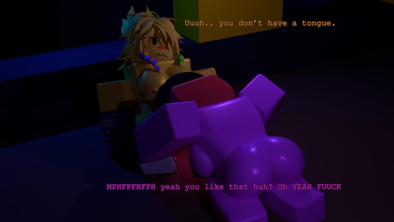 2girls, 3d, 3d (artwork), breasts, breasts out, completely nude, completely nude female, duo, duo female, duo focus, female, female only, female/female, finwhale, forsaken (roblox), hat, human, human female, lesbian, night, noob (forsaken), noob (roblox), nude, nude female, nude female nude female, pink skin, pink skinned female, roblox, roblox game, robloxian, robot, robot girl, scene noob, text, tv, tv head, tv woman, veeronica, yellow body, yellow hair, yellow skin, yellow skinned female, yuri