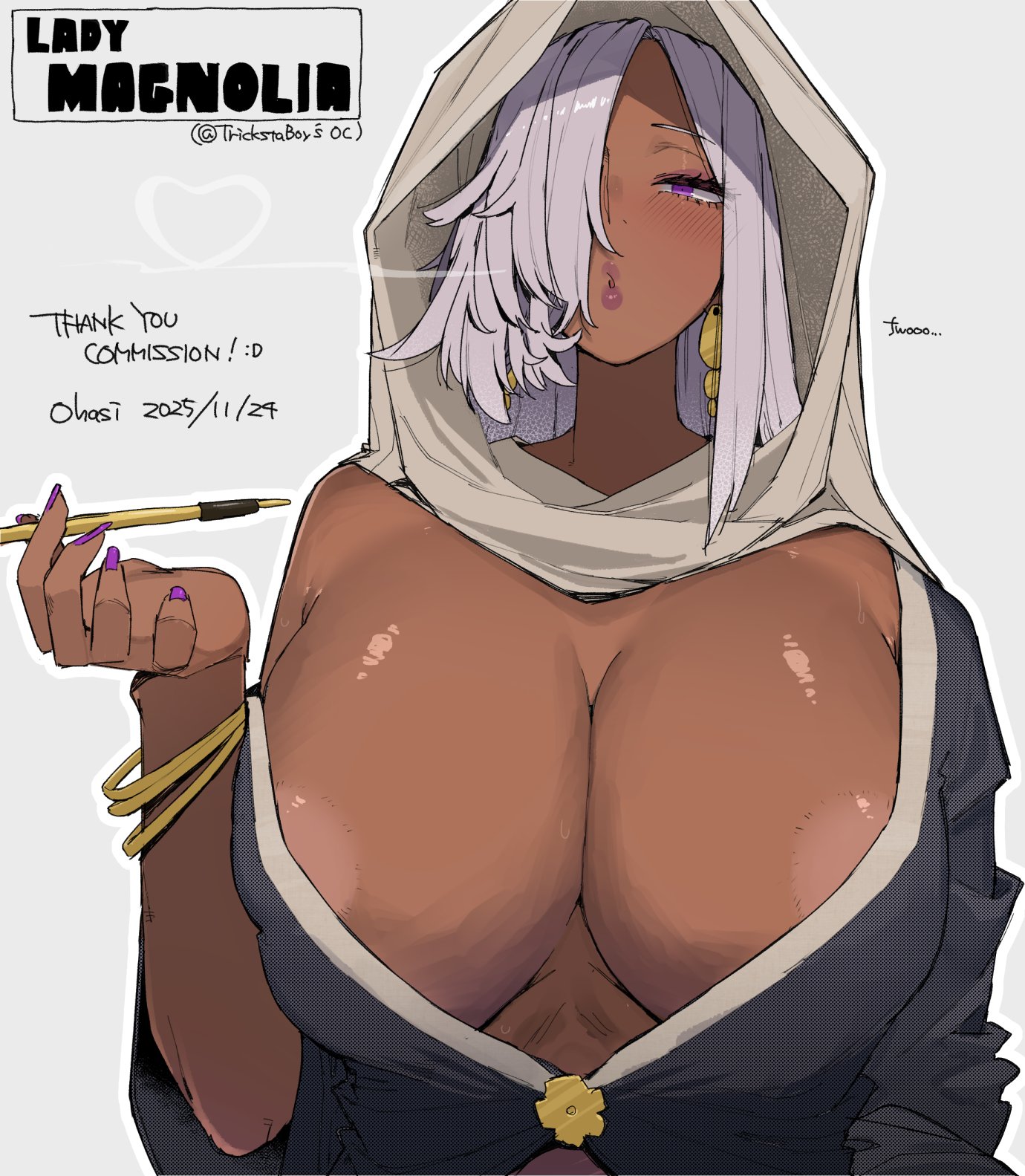 1girls, big breasts, dark-skinned female, lady magnolia (trickstaboy), ohasi