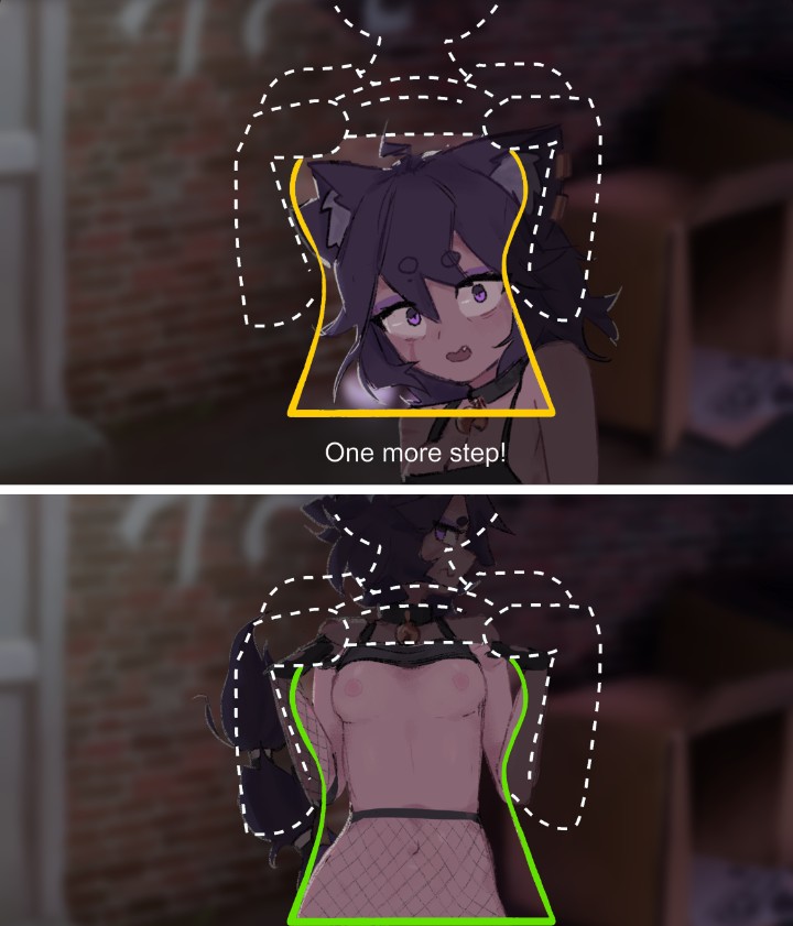1girls, awkward, breasts, cat ears, cat girl, cat tail, cute, female, flashing, flashing breasts, meme, naked, purple hair, raddles, radraddles, shy, small breasts