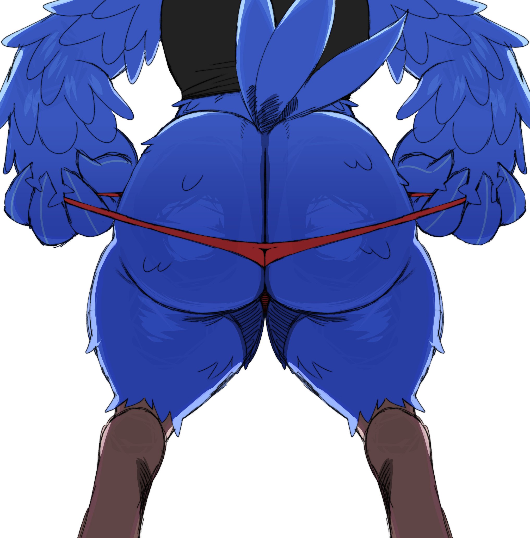 anthro, ass, avian, big butt, bird, bubble butt, butt, butt focus, falco lombardi, male, male only, rear view, solo, sssonic2, star fox, thong, thong pull
