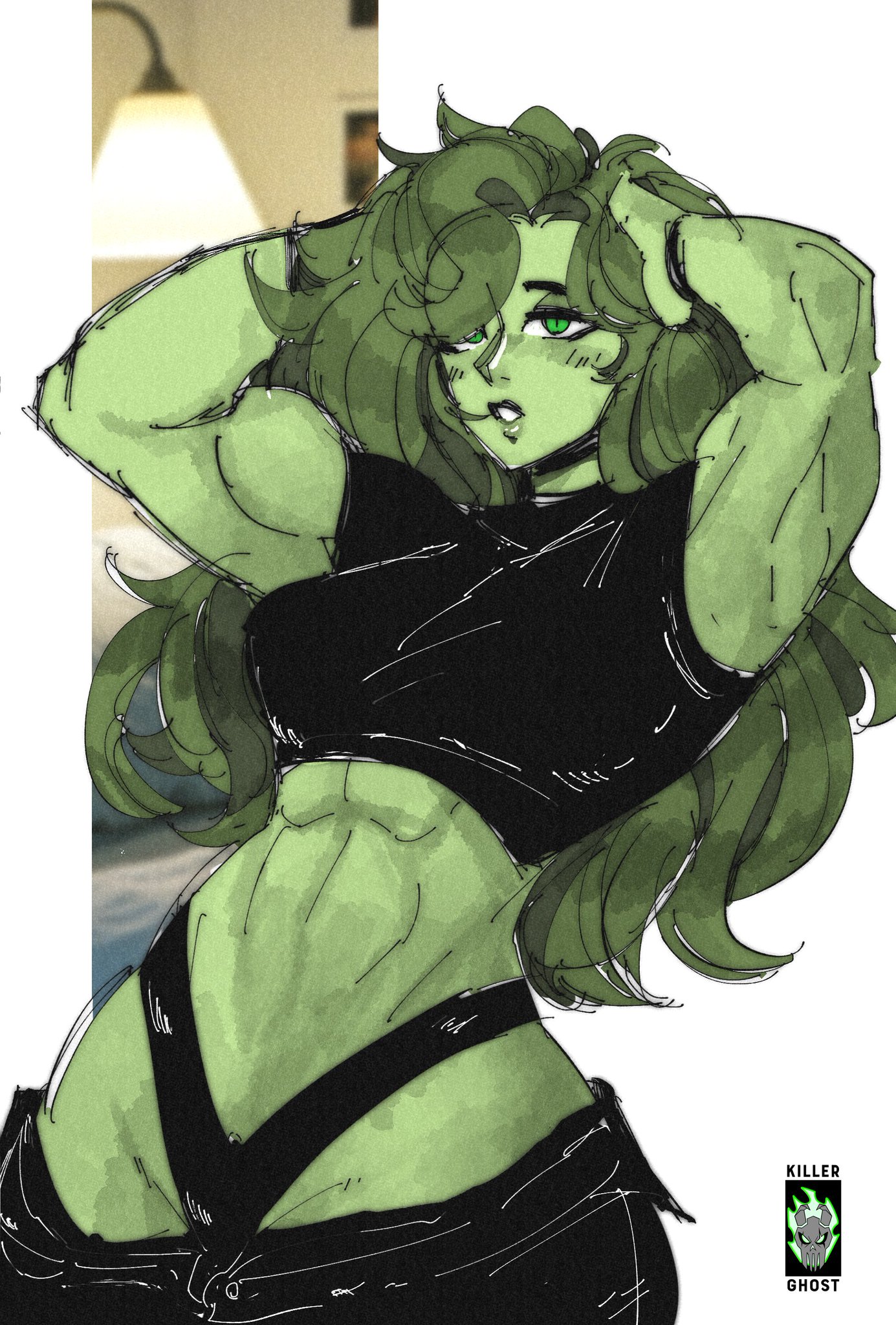 1girls, big ass, big breasts, big thighs, breasts, curvaceous, curvy, curvy figure, digital media (artwork), female, female only, giantess, green body, green hair, green skin, green-skinned female, hips, hourglass figure, huge ass, huge breasts, huge thighs, hulk (series), jennifer walters, killerghost, large ass, large breasts, large female, large thighs, legs, lordkillerghost, macro, macro female, marvel, marvel comics, mature, mature female, mini giantess, she-hulk, slim waist, tall, tall female, thick, thick hips, thick legs, thick thighs, thighs, voluptuous, waist, wide hips, wide thighs