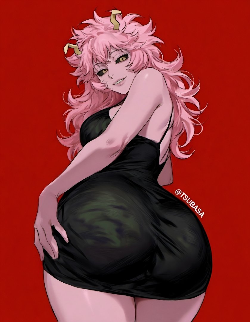 1girls, ashido mina time-skip, ass, boku no hero academia, boku no hero academia (finale), dress, female, female focus, female only, female thick thighs, long hair, mina ashido, mina ashido time-skip, my hero academia, my hero academia (finale), pink body, pink hair, pink skin, post-timeskip, solo, thick thighs, thighs, tsubasachill, wide hips