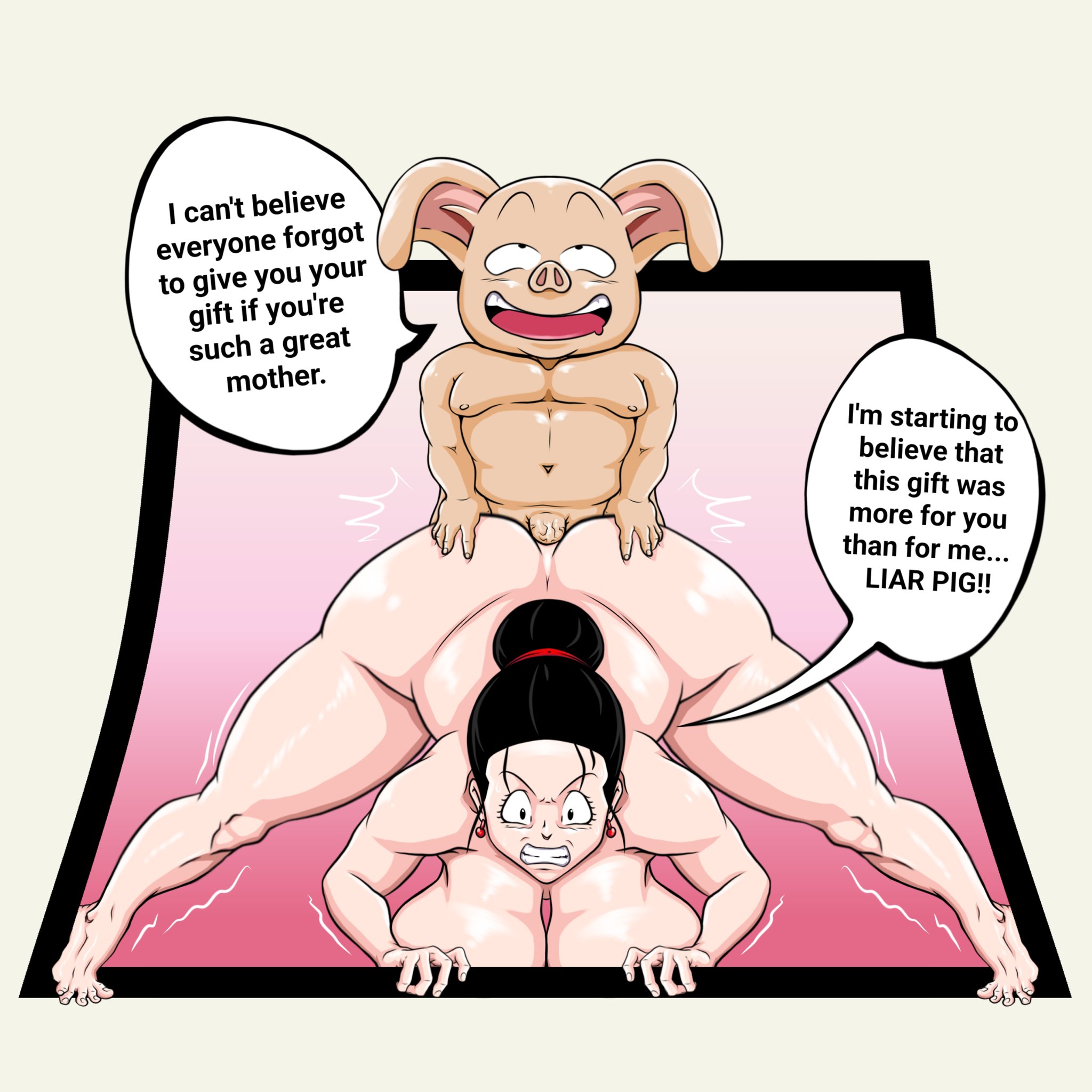 ahegao face, anal, anal sex, big ass, big breasts, big tits, chichi, chichi (majin buu saga), dragon ball, dragon ball super, dragon ball z, full body, fully nude, grabbing ass, huge ass, huge breasts, huge tits, oolong, yinsalgurth
