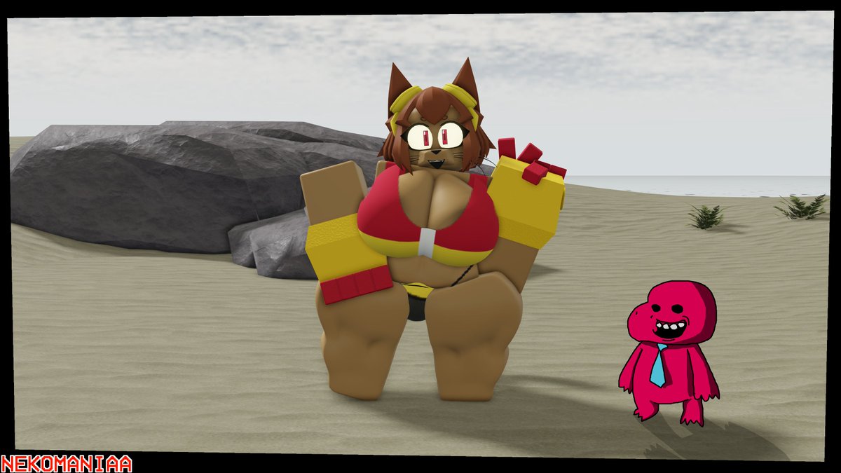 1girls, 3d, beach, big breasts, breasts, cleavage, clothed, crossover, gameoverse, gobbles (gameoverse), kit (gameoverse), kit bodega, nekomaniaa, oneyplays, roblox, robloxian, tagme, thick thighs, thighs
