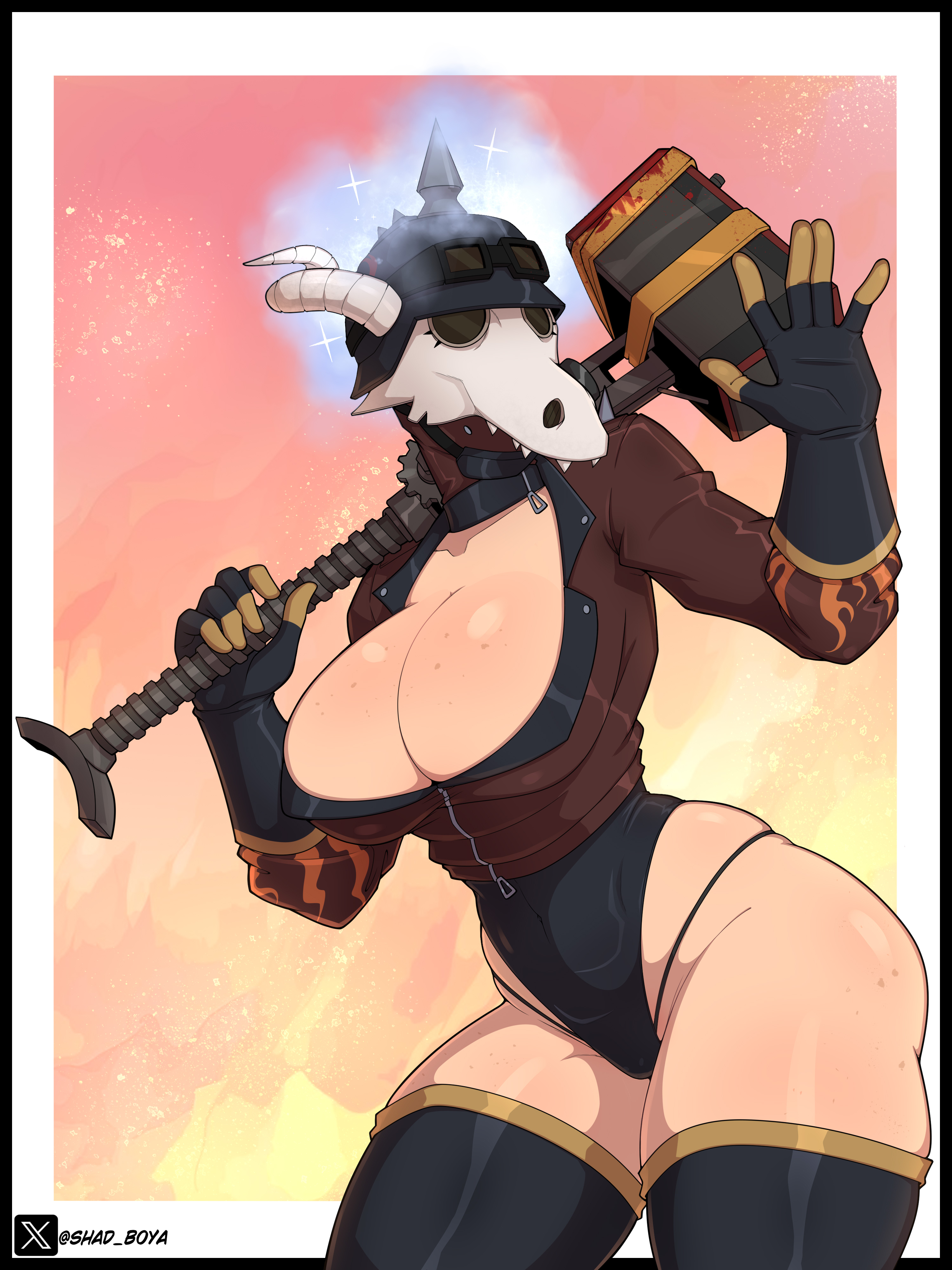 1girls, big breasts, big thighs, breasts, breasts bigger than head, breasts out, bubble ass, bubble butt, cleavage, cleavage overflow, curvy, curvy body, curvy female, curvy figure, curvy hips, fat ass, fempyro, huge breasts, massive thighs, pinup, pyro (team fortress 2), shadboya, solo, team fortress 2, thick ass, thick legs, thick thighs, thong, thong panties, thunder thighs, thunderthighs, tits, tits bigger than head, tits out, wide hips, wide thighs