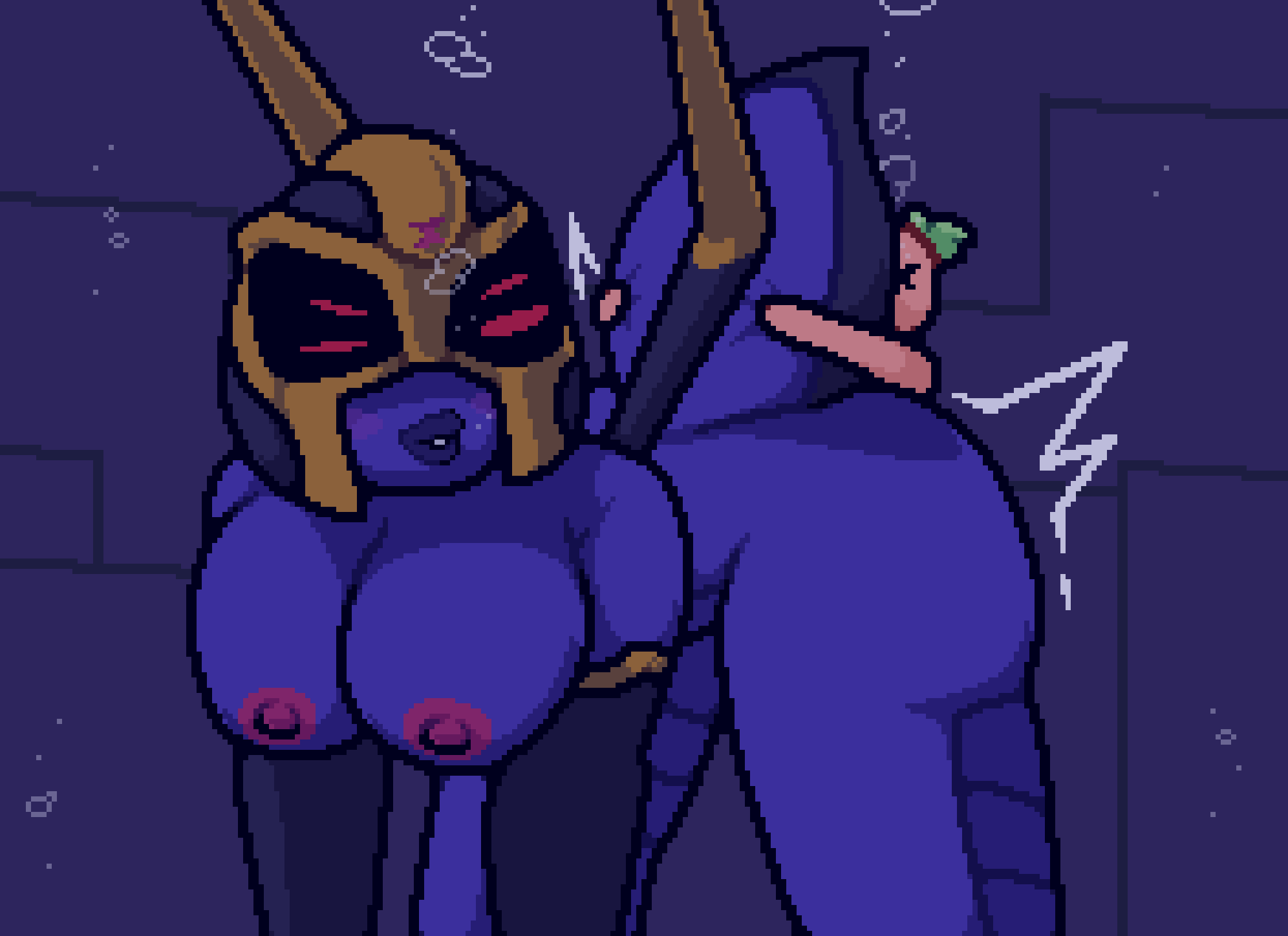 big_ass big_breasts big_thighs blackarachnia blackarachnia_(tfa) bubble bubbles giantess holding looking_back purple_skin smaller_male tomato_(okami_tomato) transformers transformers_animated trapped underwater underwater_sex zxtomatofan