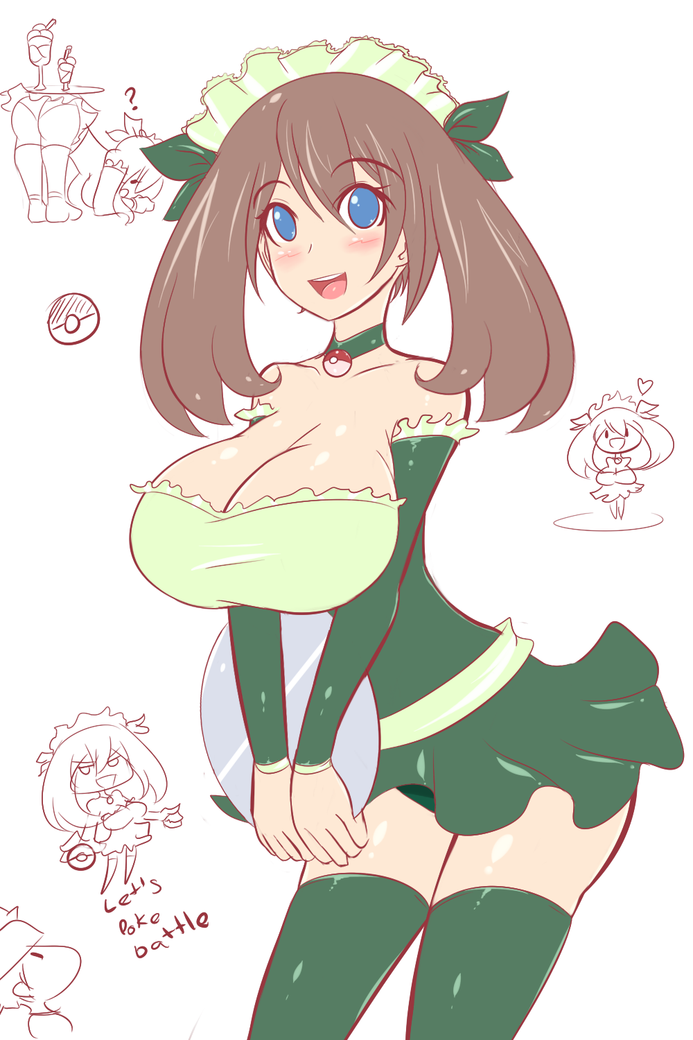 1girls bimbo blue_eyes blush breasts brendan_(pokemon) brendan_(pokemon_rs) brown_hair busty cleavage curvaceous female female_only huge_breasts human human_only jcdr large_breasts looking_at_viewer maid_outfit may_(pokemon) may_(pokemon_rs) nintendo pokemon pokemon_rse shiny_hair shiny_skin smile solo solo_focus thighhighs voluptuous