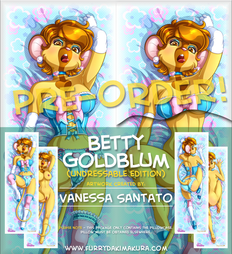 2015 advertisement annoying_watermark anthro ass betty_goldblum big_breasts blush breasts brown_hair choker cleavage clothed clothing corset dakimakura ear_piercing female fur hair looking_at_viewer mammal mouse nipples nude piercing pleasure_bon_bon prostitution pussy rodent solo text vanessa_santato watermark