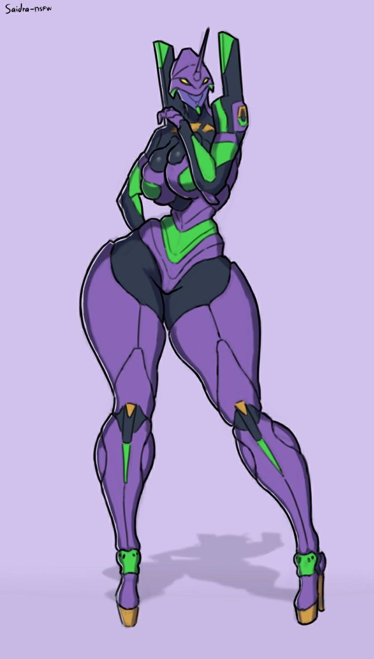 1female 1girls big_ass big_thighs eva_01 female huge_breasts mecha mechanic mechanical medium_breasts neon_genesis_evangelion repost saidra solo solo_female tagme thighs yellow_eyes