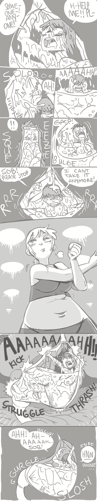 2girls abdominal_bulge bulge clothing comic female giantess inside_view internal internal_view multiple_girls shyguy9 stomach stomach_bulge vore x-ray