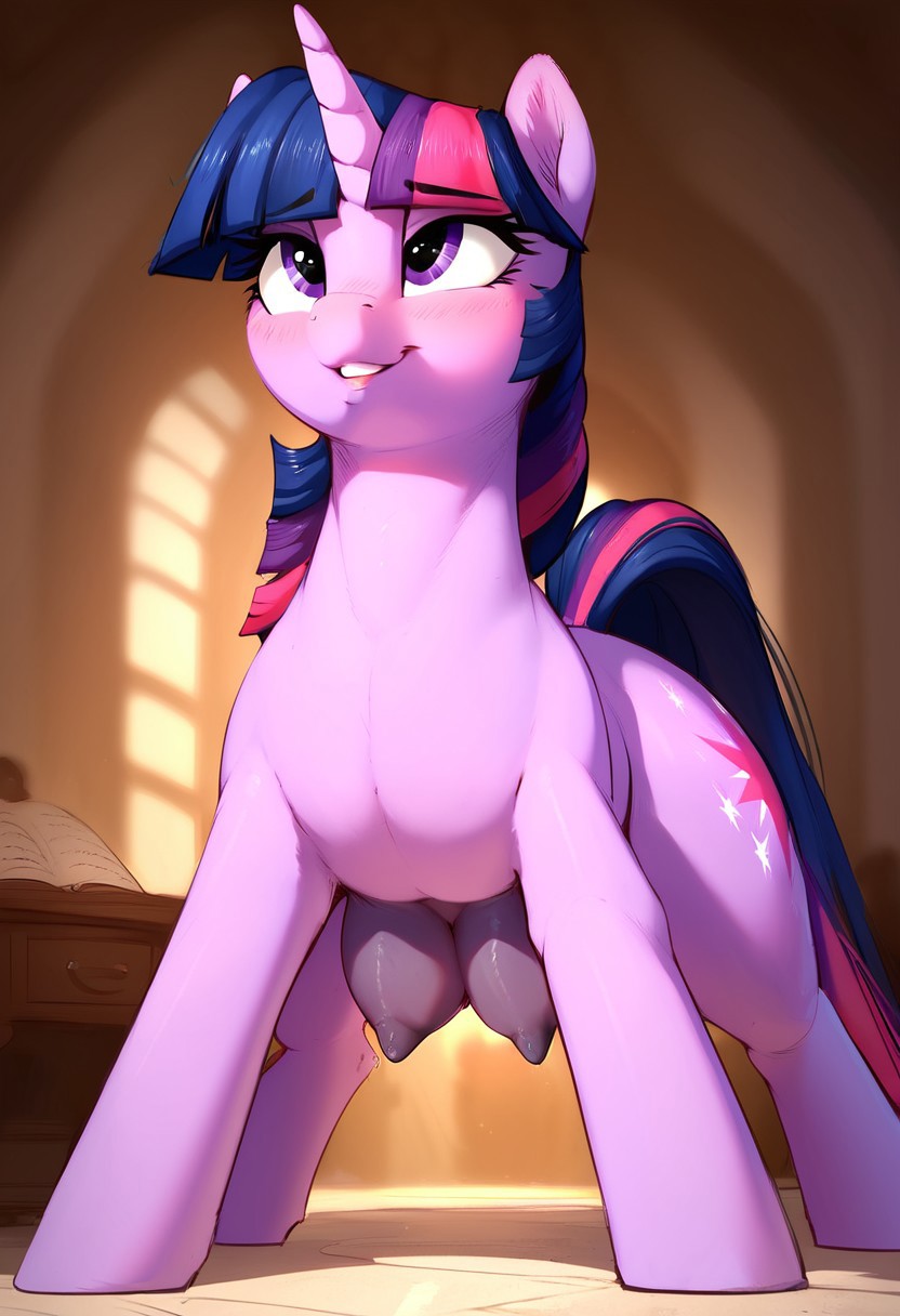 ai_generated ass crotchboobs cutie_mark equid equine female female_feral feral friendship_is_magic furry hasbro horn horse looking_up my_little_pony nipples pony purple_body purple_eyes purple_fur purple_hair quadruped solo twilight_sparkle_(mlp) unicorn