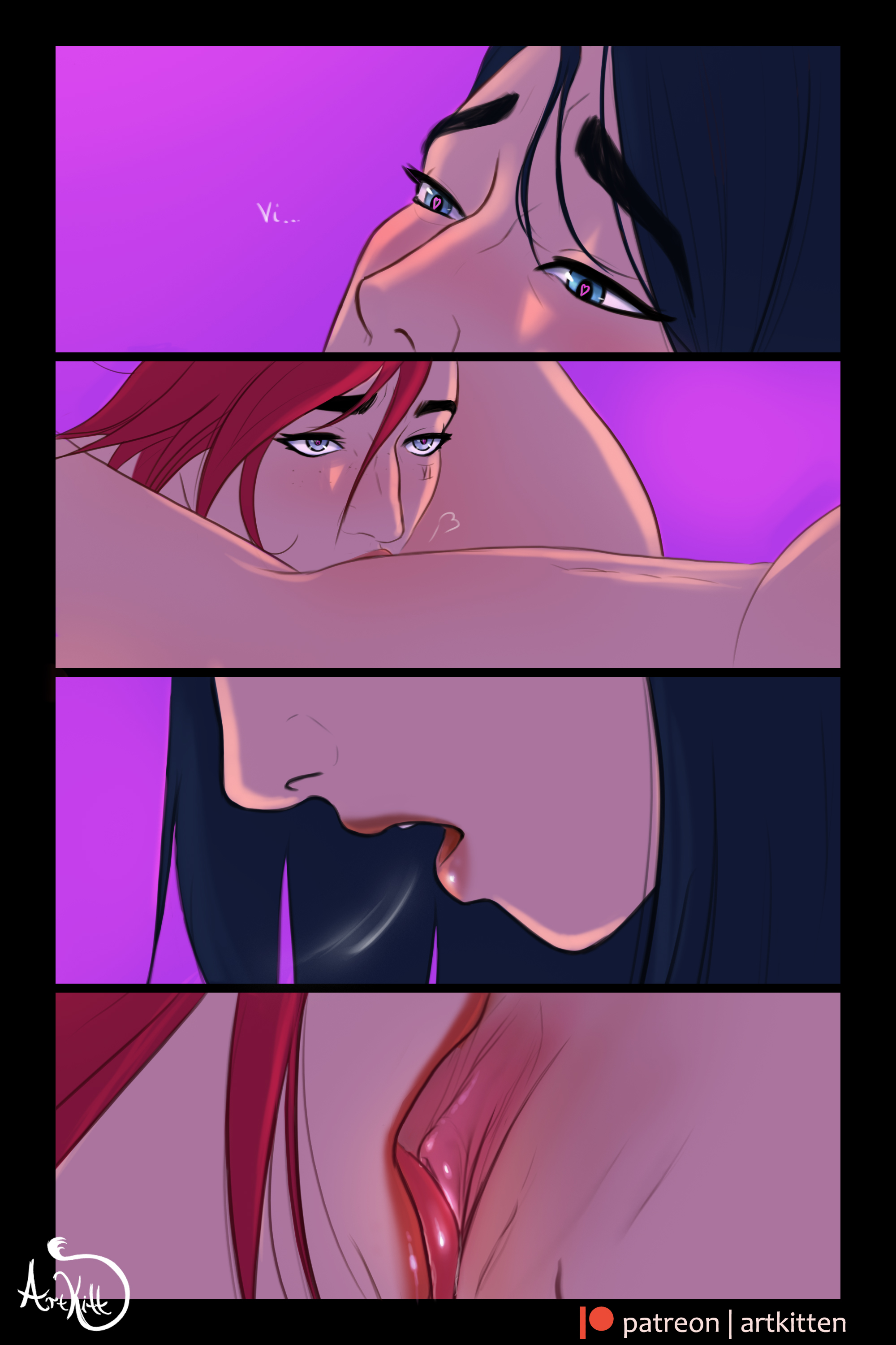 2girls, arcane, arcane caitlyn, arcane vi, artkitt-creations, caitlyn kiramman, comic, cunnilingus, female, league of legends, oral, tagme, vi, yuri