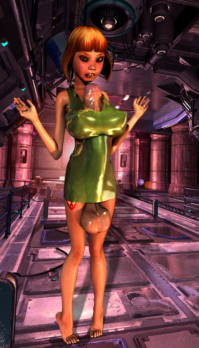 1futa, 3d, autopaizuri, balls, bimbo, bob cut, breasts, erect nipples, futa only, futanari, grendel, hair, huge cock, hyper, hyper penis, intersex, nipples, penis, penis under dress, red hair, see-through, solo, solo futa, testicles, uncensored