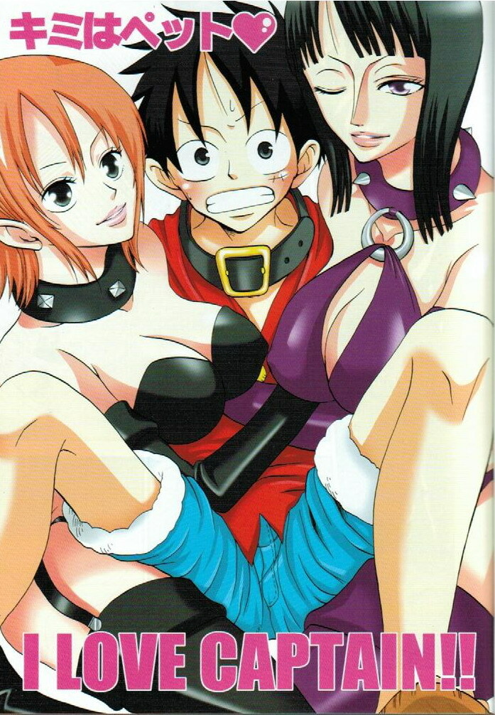 1boy 2girls 2girls1boy big_breasts color different_angle dominant_female doujinshi female male mature_female monkey_d_luffy nico_robin one_piece urazawa_kaoru younger_male