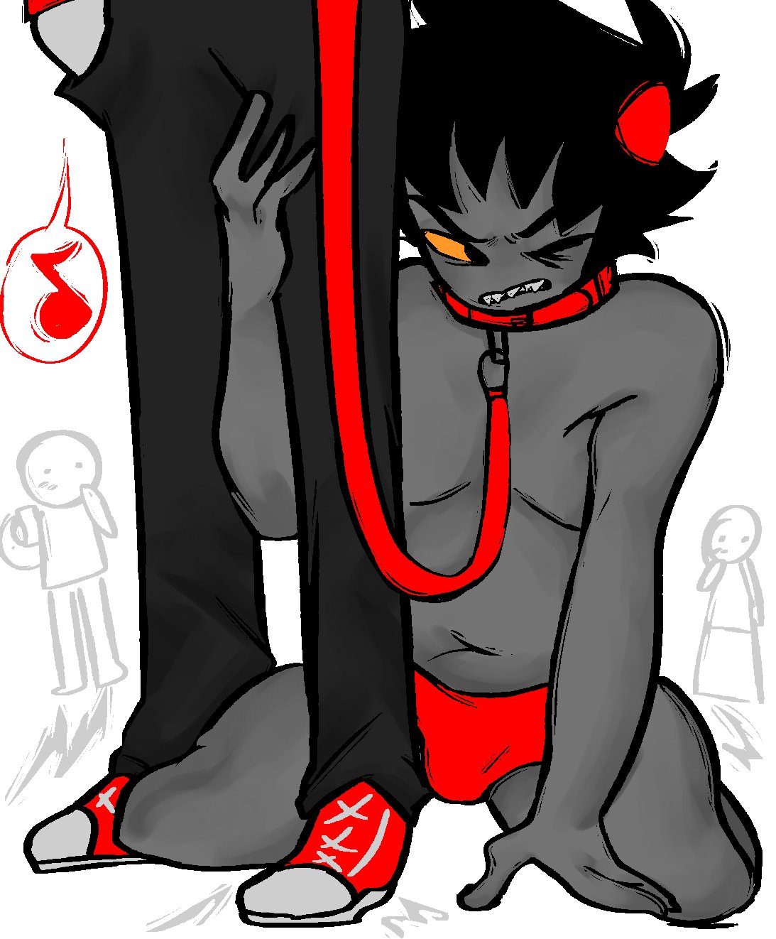 2boys alien alien_humanoid aradidnt black_hair black_hair_male canon_couple clothed clothed_male collar collared color colored colored_skin cuckkat dave_strider exhibitionism exhibitionist gay grey_skin grey_skin homestuck homestuck_troll horn horns humanoid karkat_vantas leash leashed male male_focus male_only mostly_nude mostly_nude_male pants partially_clothed partially_clothed_male petplay public public_nudity public_sex short_hair short_hair_male sneakers troll underwear underwear_only yaoi