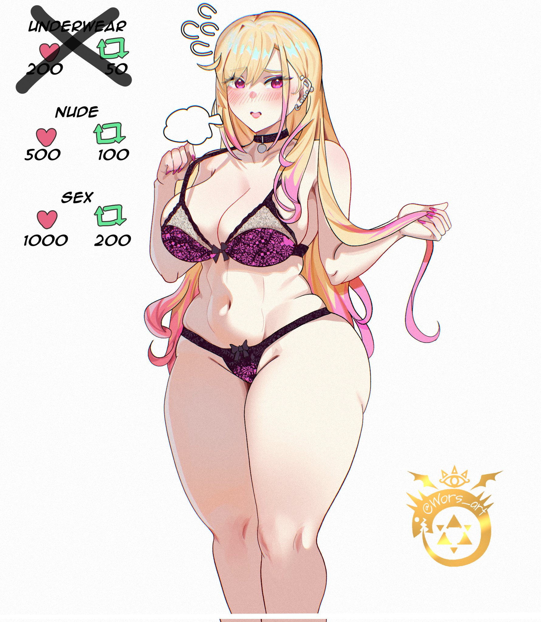 1girls, ass, breasts, female, female focus, kitagawa marin, large ass, large breasts, light skin, light-skinned female, looking at viewer, sono bisque doll wa koi wo suru, thick thighs, thighs, wide hips, wors art