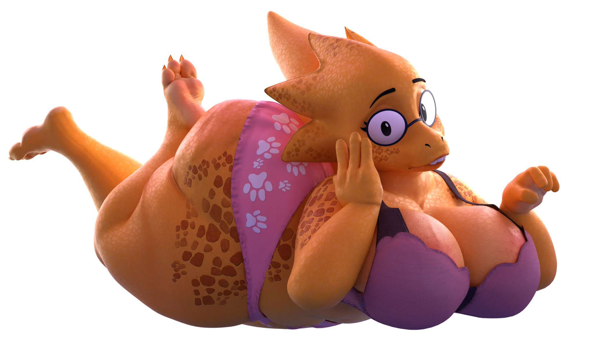 1girls, 3d, 3d (artwork), 3d model, alphys, anthro, bbw, big ass, big breasts, chubby, chubby female, fat ass, female, freckles, freckles on ass, furry, lingerie, scalie, solo, solo anthro, solo female, solo focus, spoopy potatoes, twilightv0ids (modeler), undertale, underwear