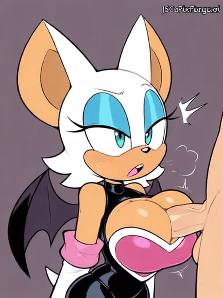 ai generated, animated, gif, latex, paizuri, pixforge, rouge the bat, sega, sonic (series), sonic the hedgehog (series), titjob