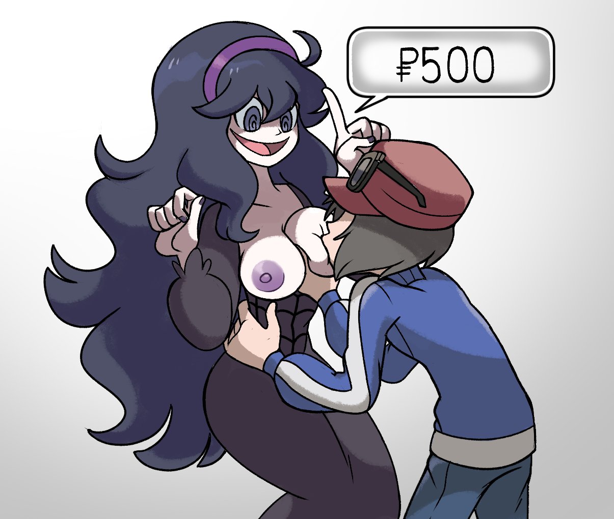 1boy, 1girls, breast sucking, breasts, calem (pokemon), dushon, hex maniac, hex maniac (pokemon xy), lactation, nintendo, nipples, pokemon, pokemon xy