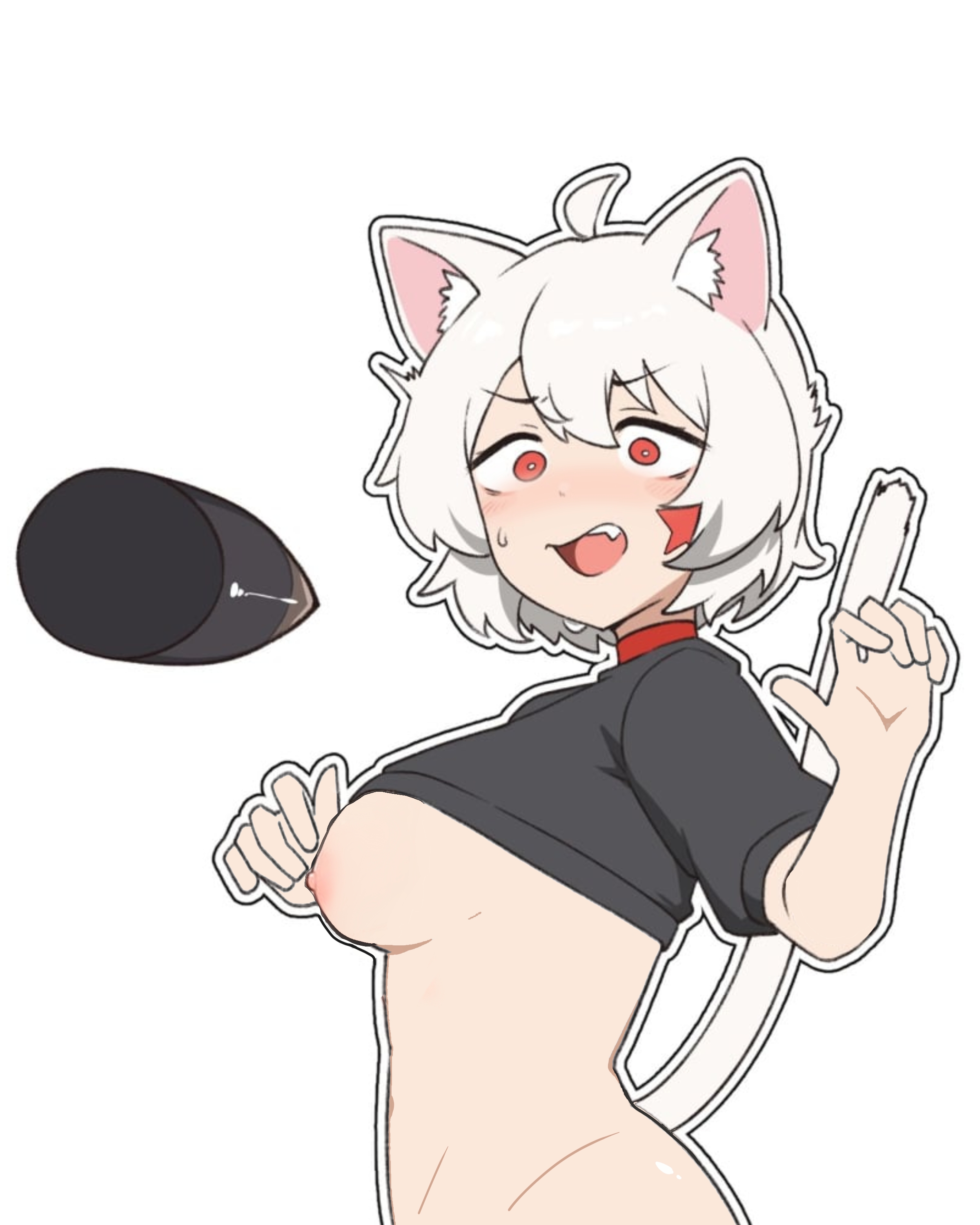 cute, daebom, edit, edited, m18 hellcat, realistic proportions, shy, war thunder, white background, white hair