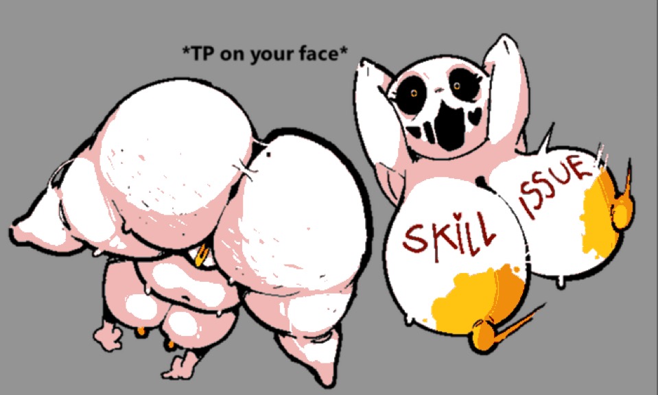 big ass, big breasts, breasts out, delirium (the binding of isaac), estebon89, pose, the binding of isaac, written body